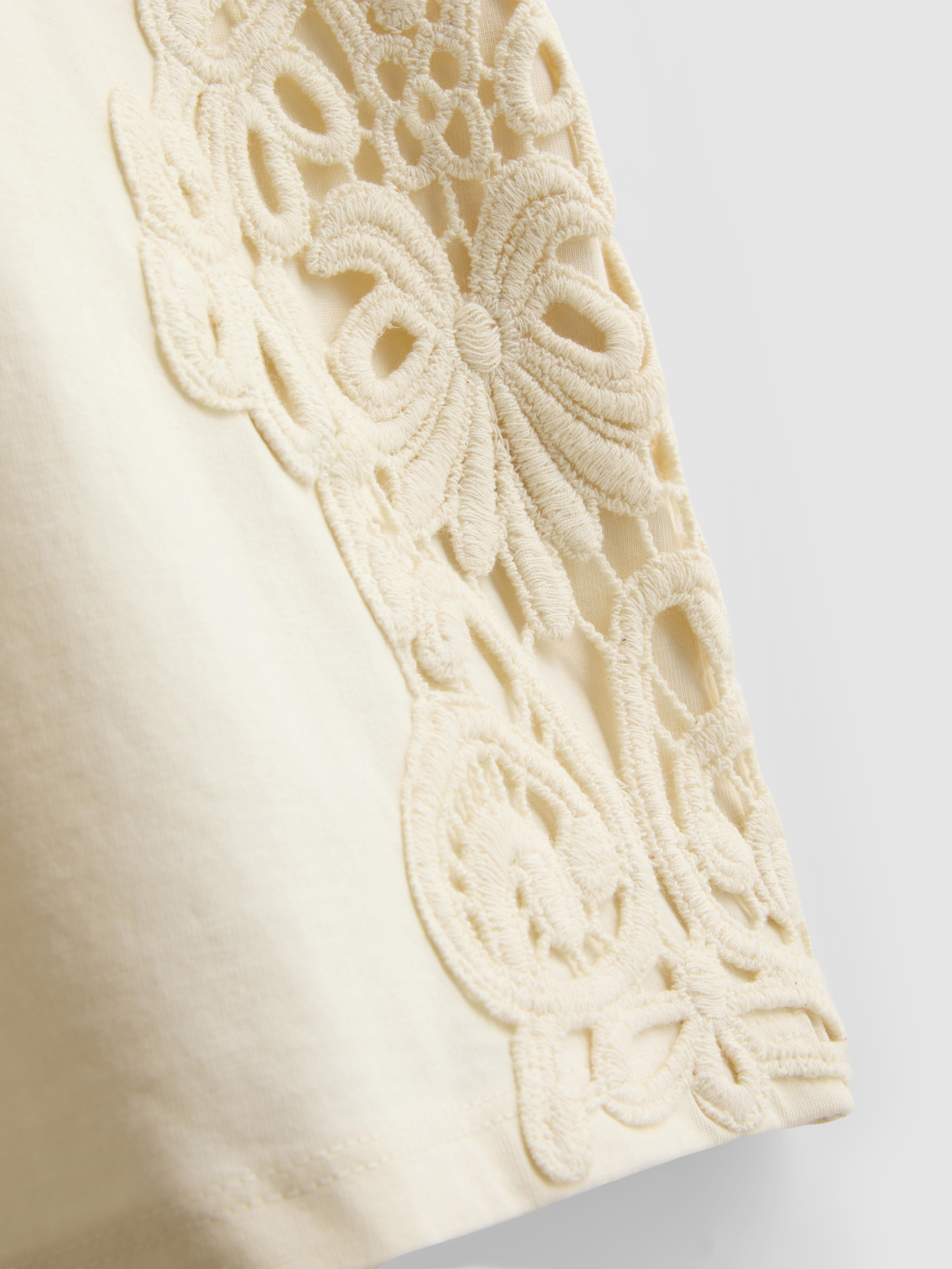 Cotton Short Sleeve Crochet Tee
