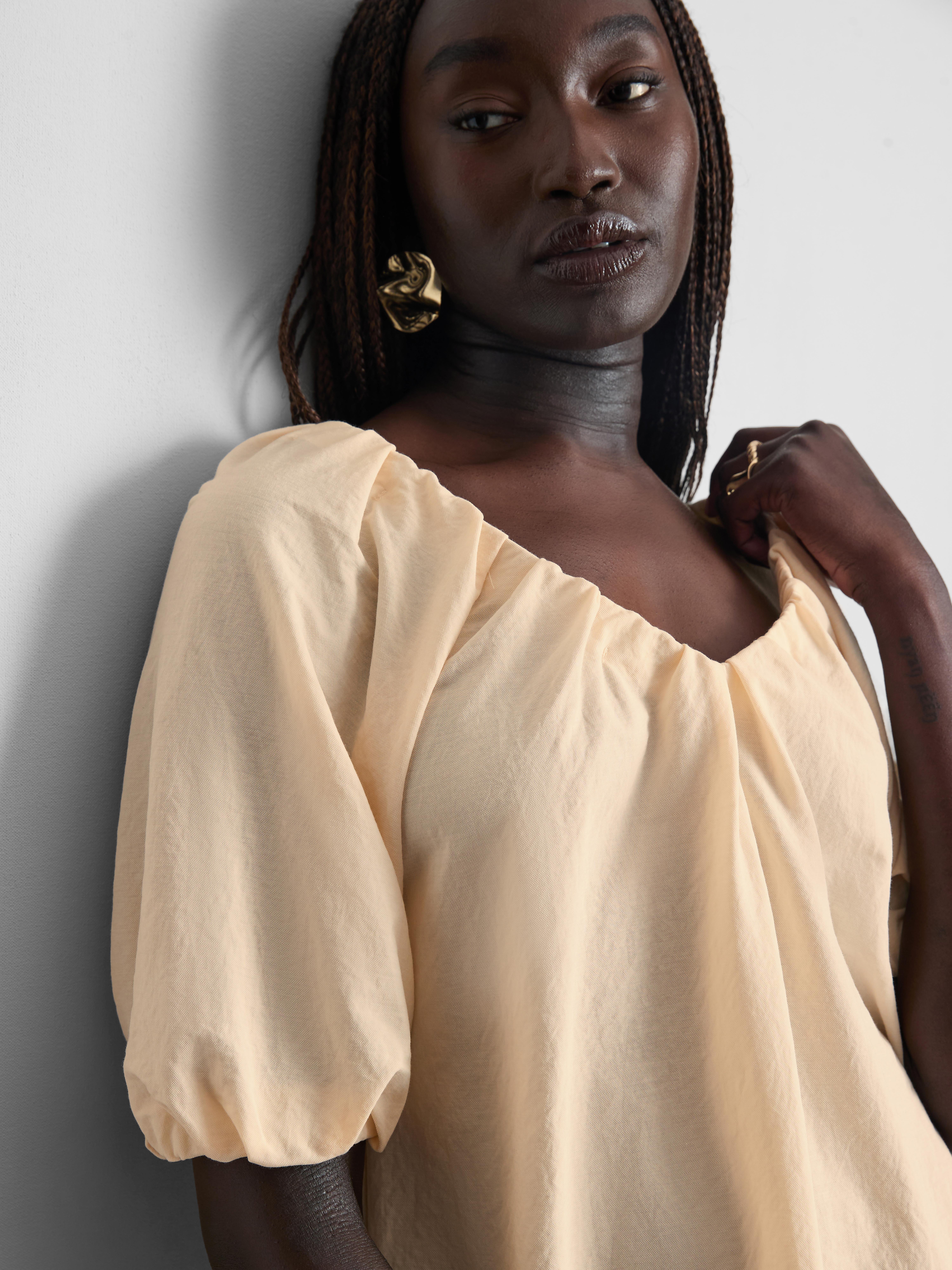 Women's Ivory Puff-Sleeve Mini Smock Dress | Primark