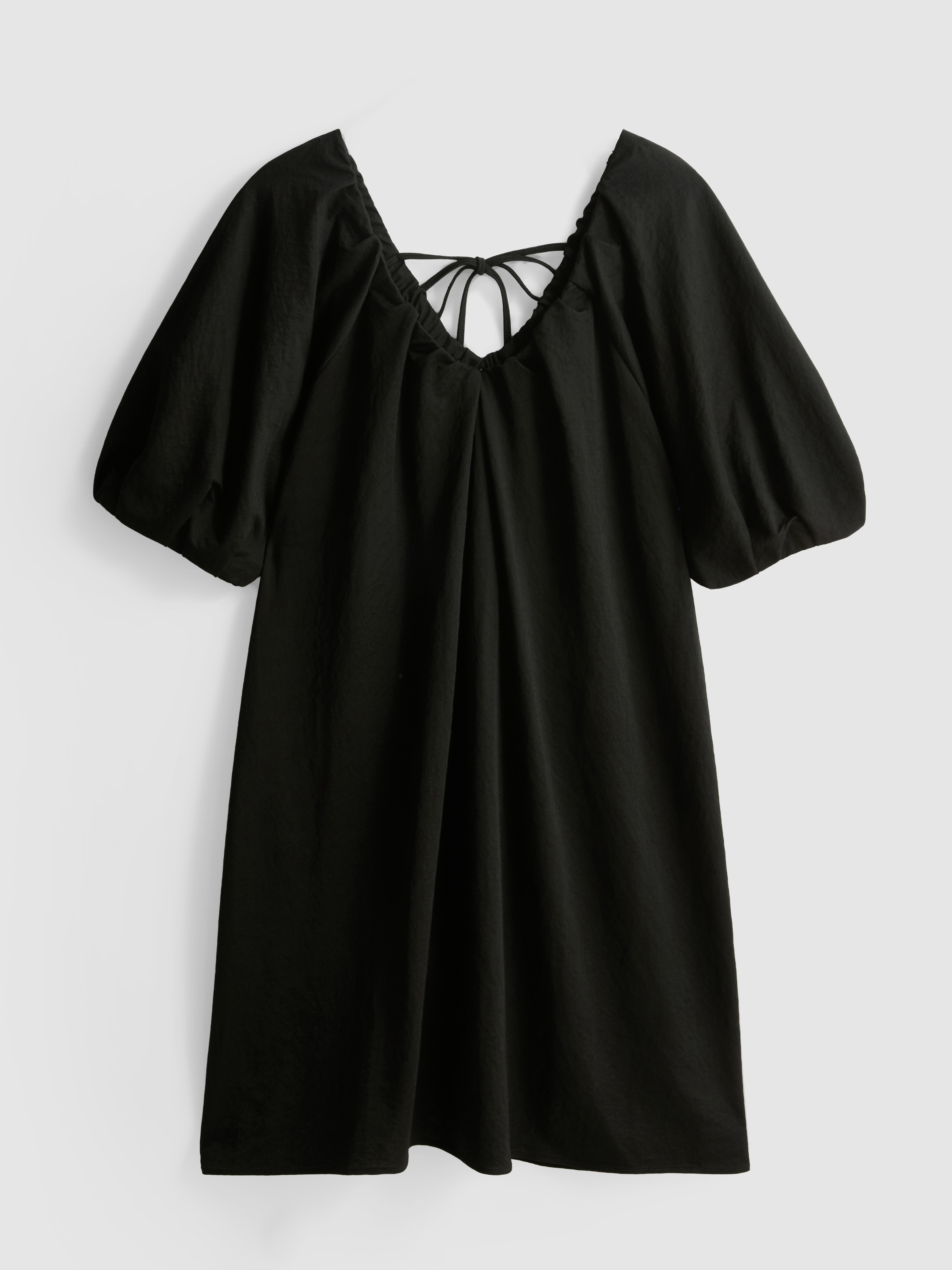 Puff-Sleeve Mini Smock Dress