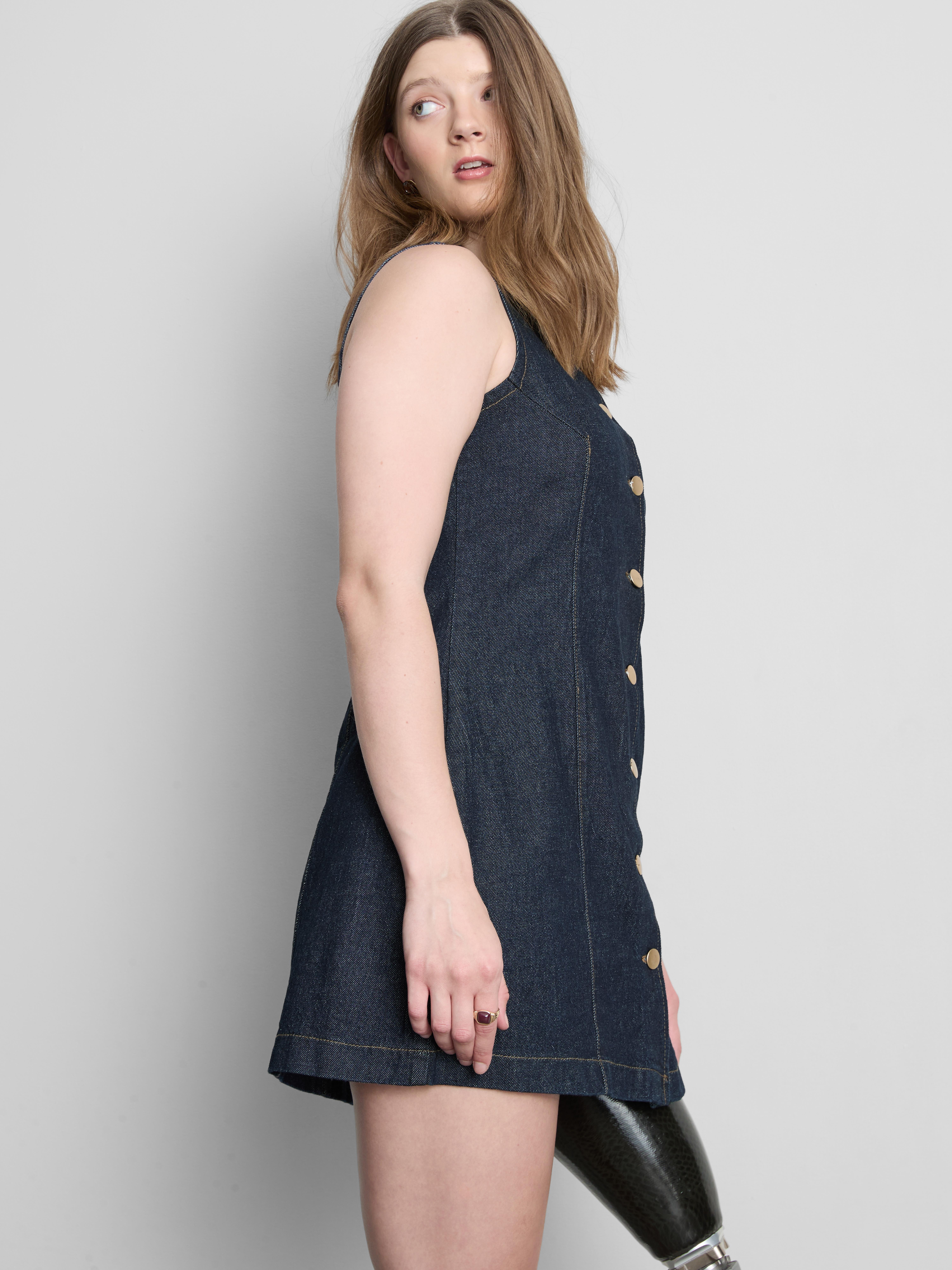 Cotton Denim Button Down Mini Dress