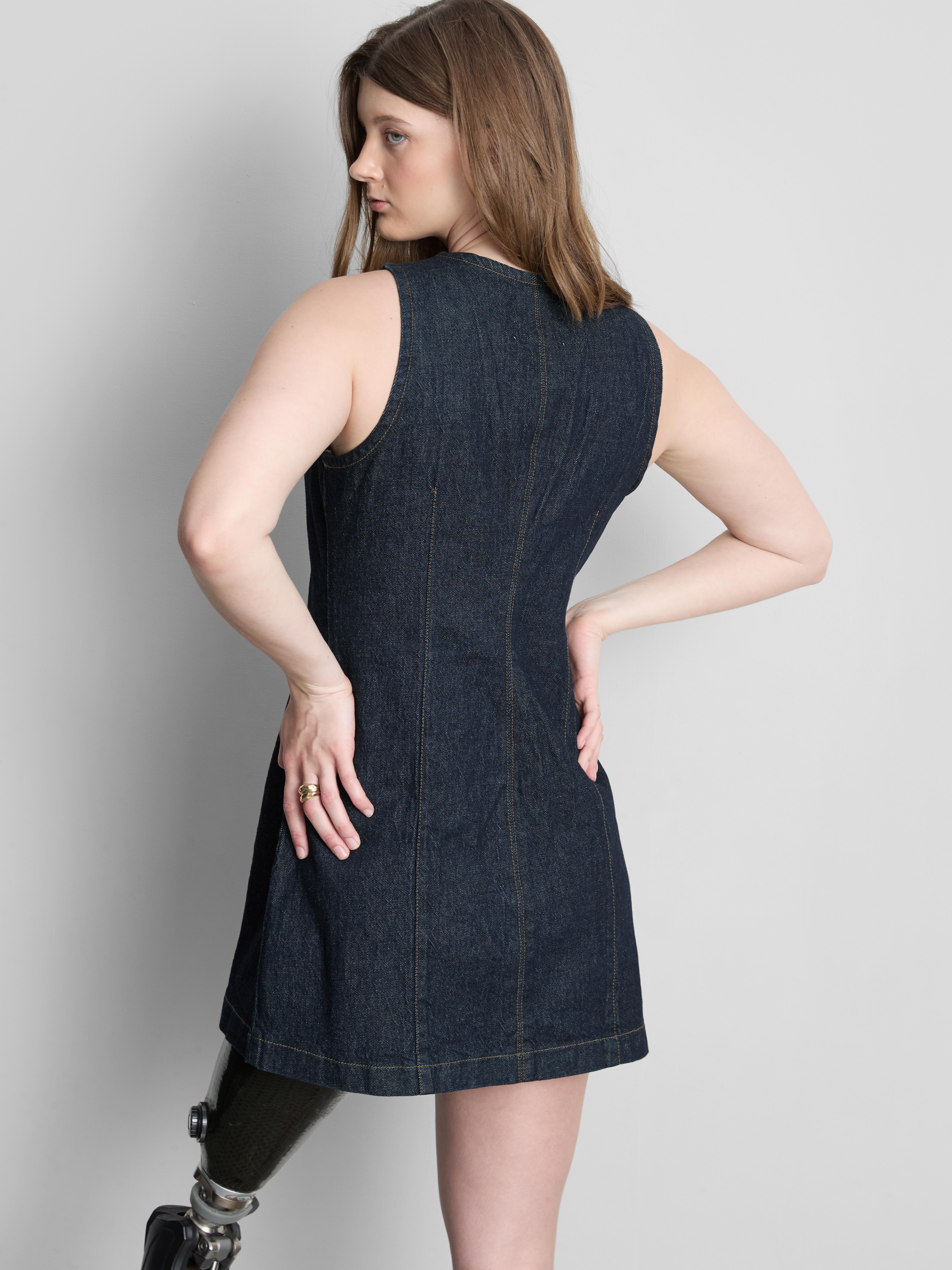 Cotton Denim Button Down Mini Dress