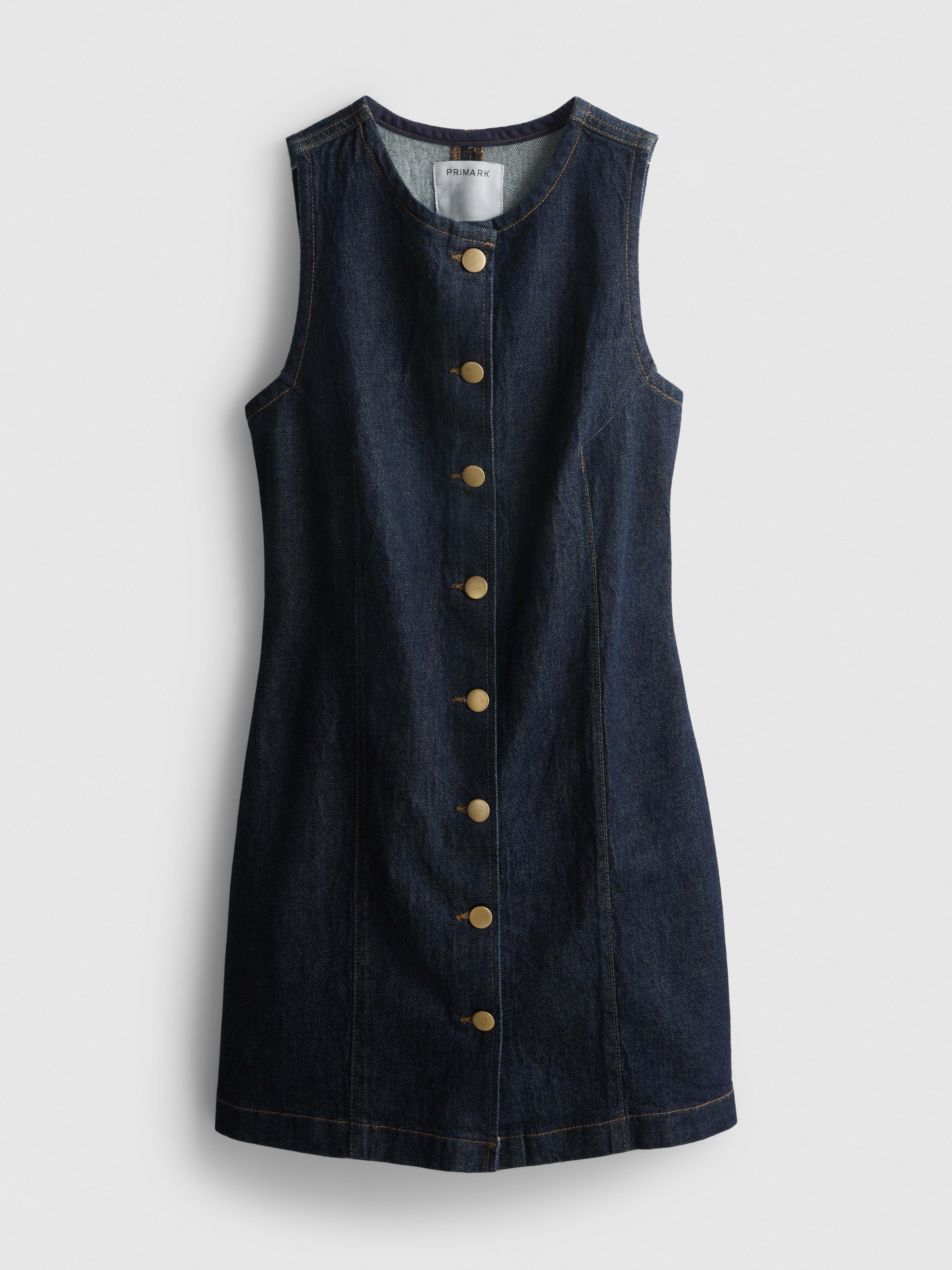primark denim mini dress Women's Indigo Cotton Denim Button Down Mini Dress