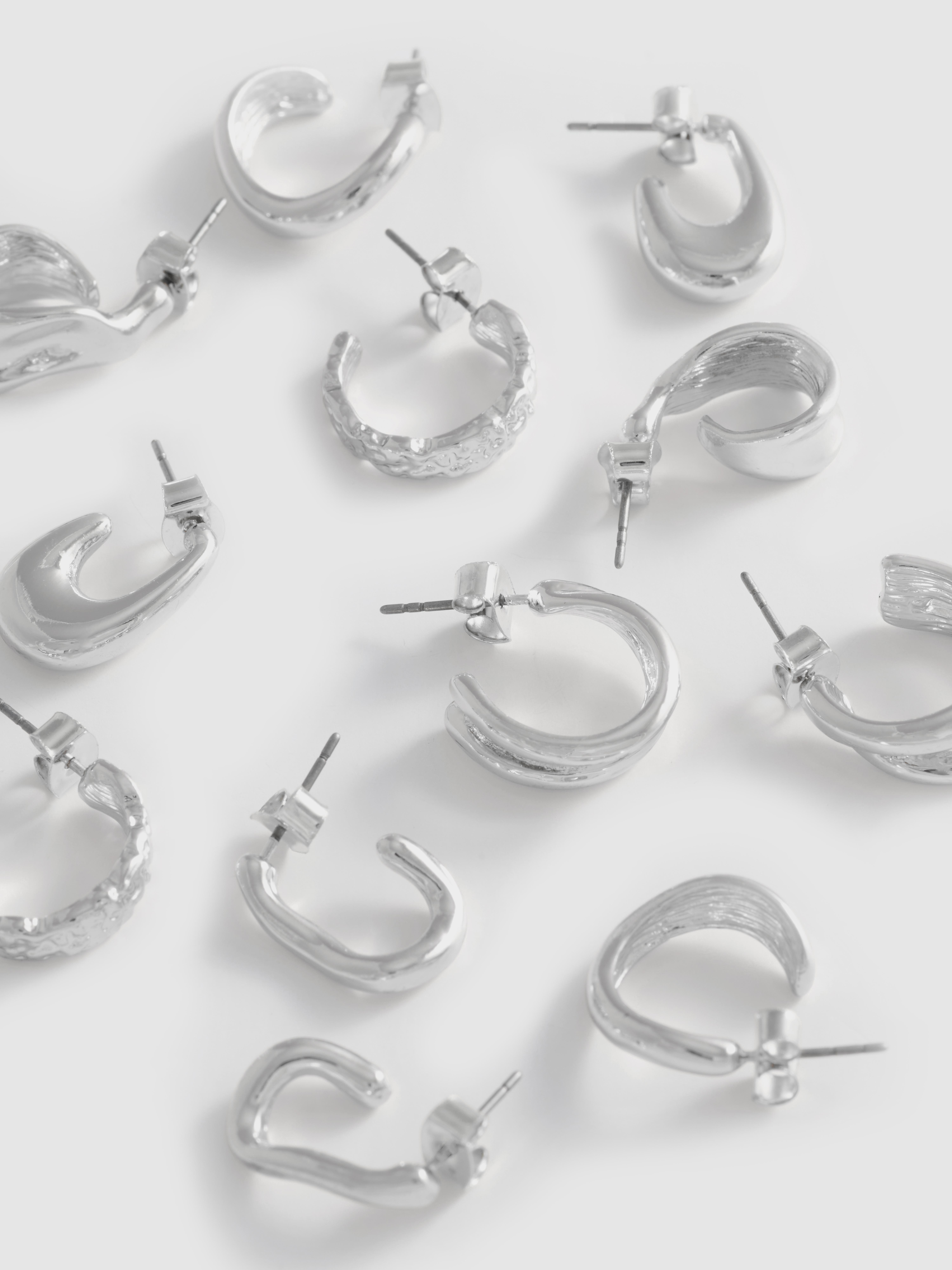 6pk Molten Metal Hoop Earrings