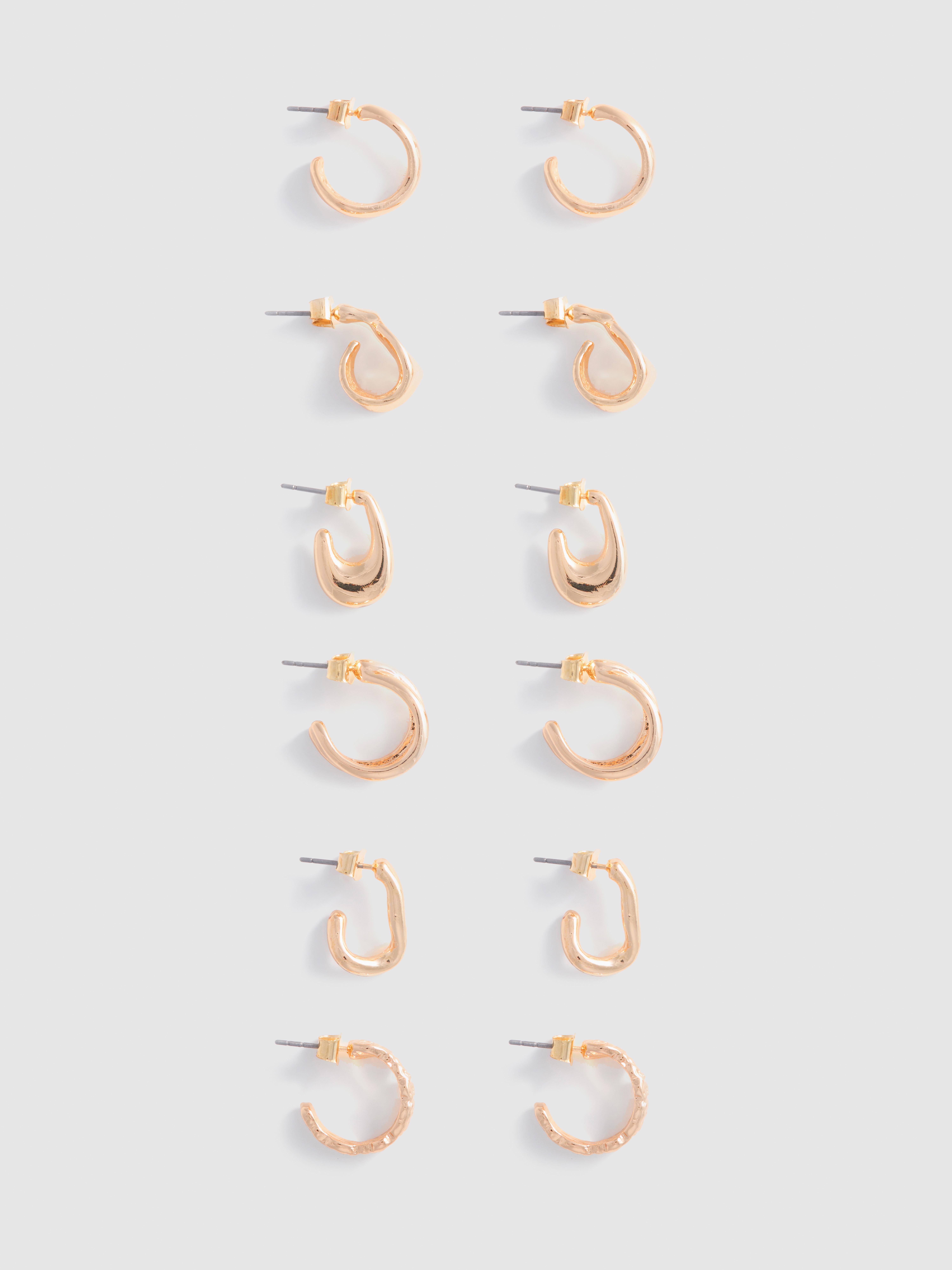 Okrogli uhani v videzu staljene kovine, 6 parov