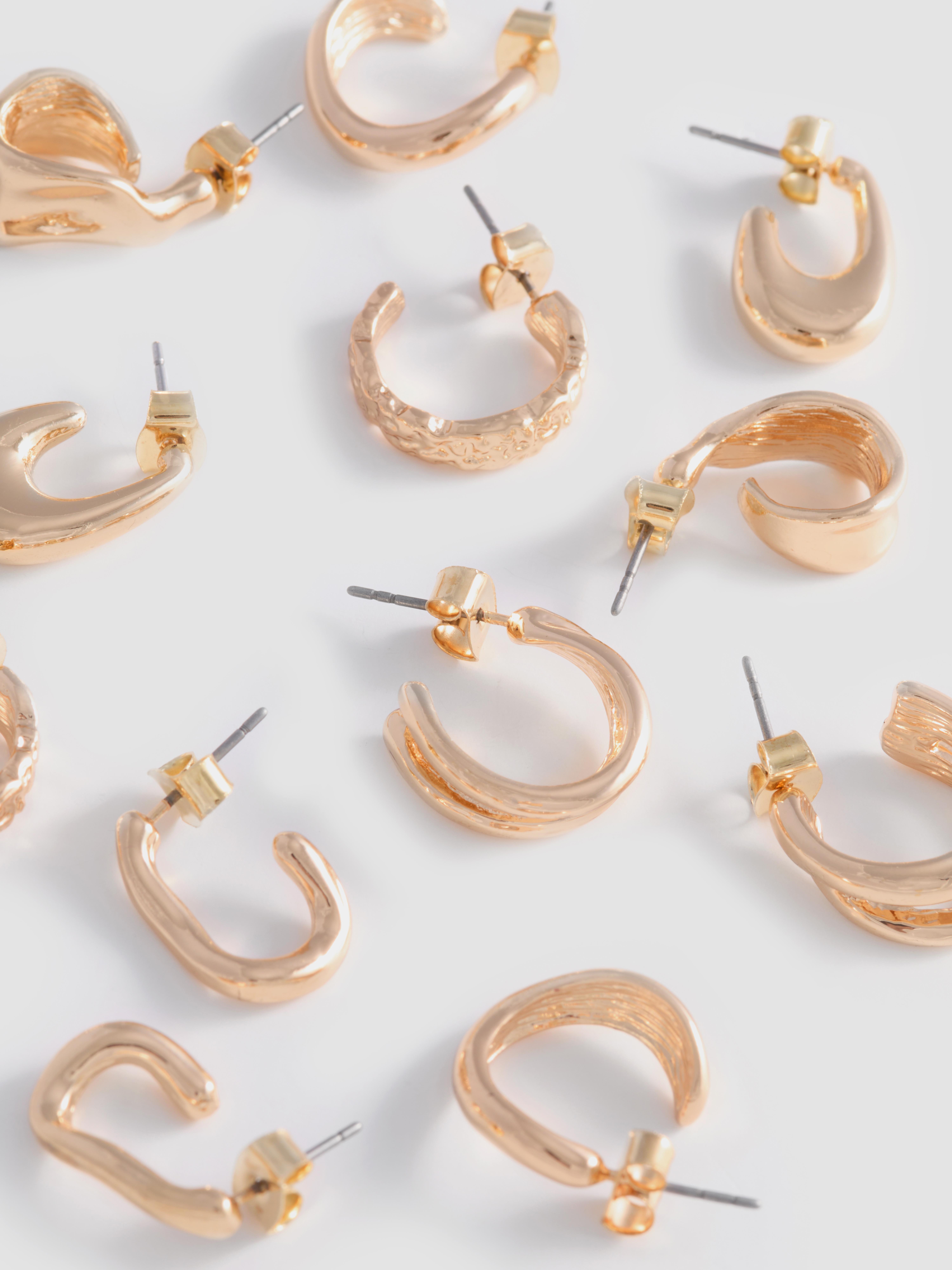 6pk Molten Metal Hoop Earrings