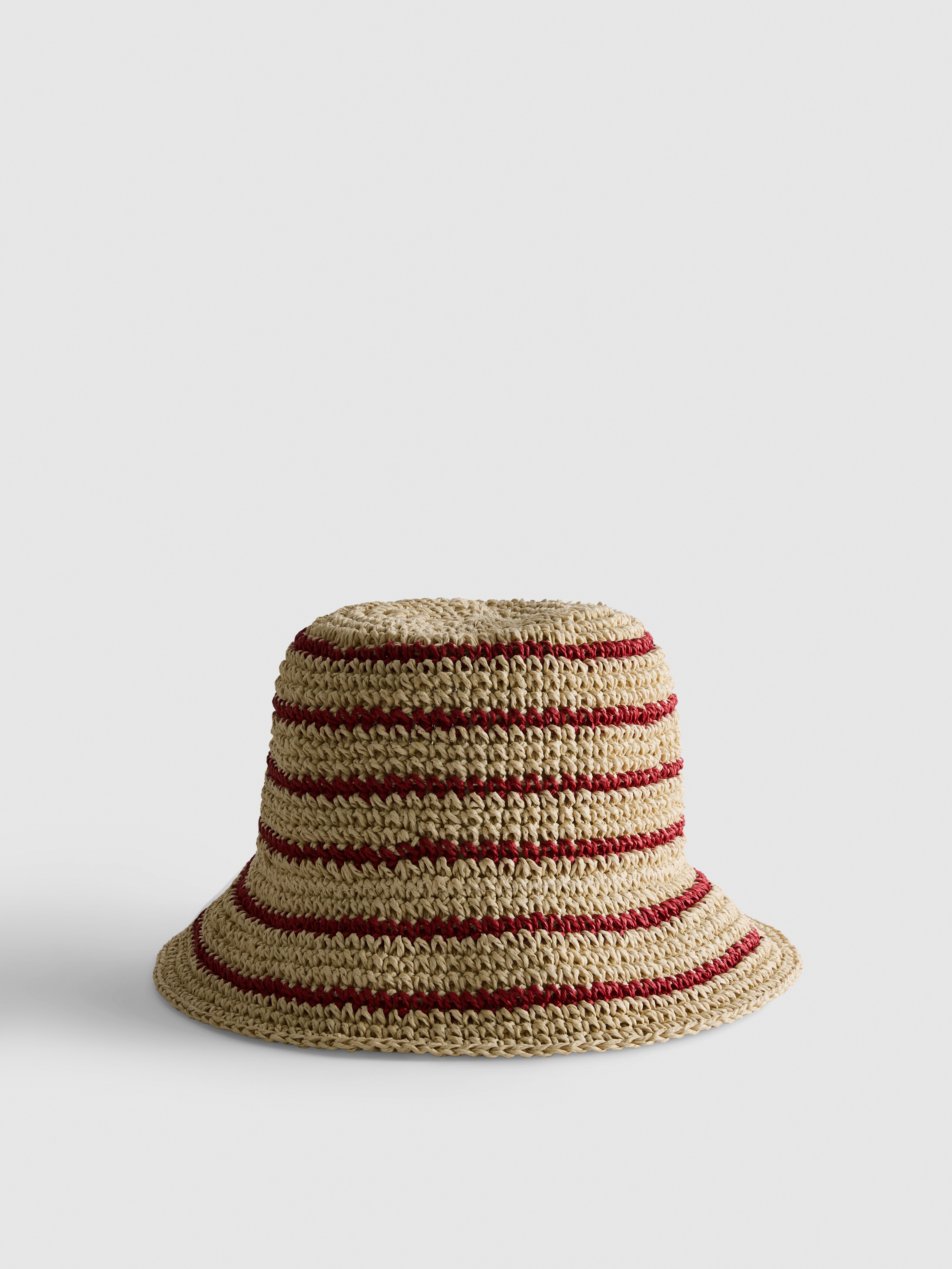 Gestreifter, gewebter Fischerhut Rot