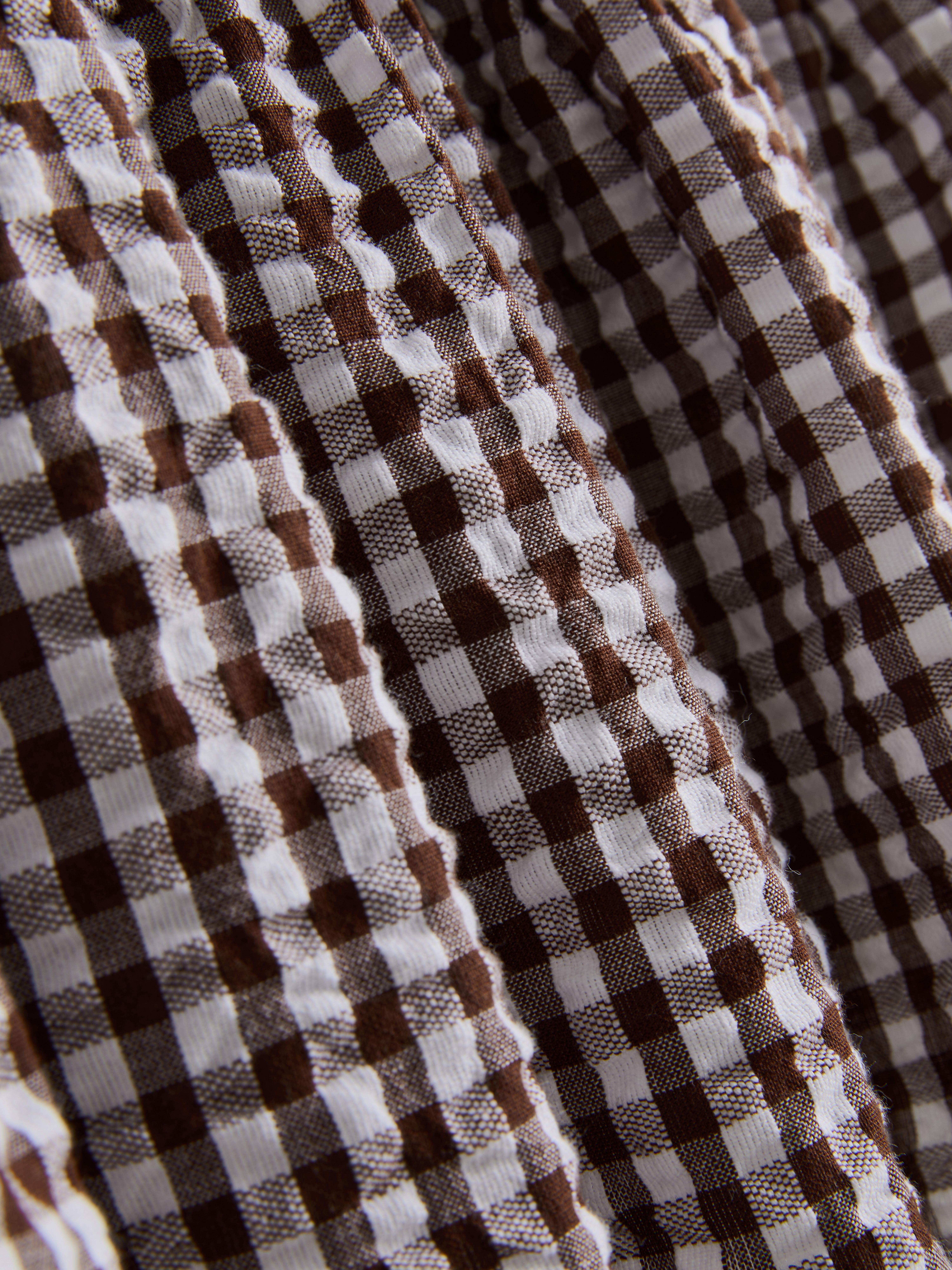 Shirred Gingham Mini Skirt