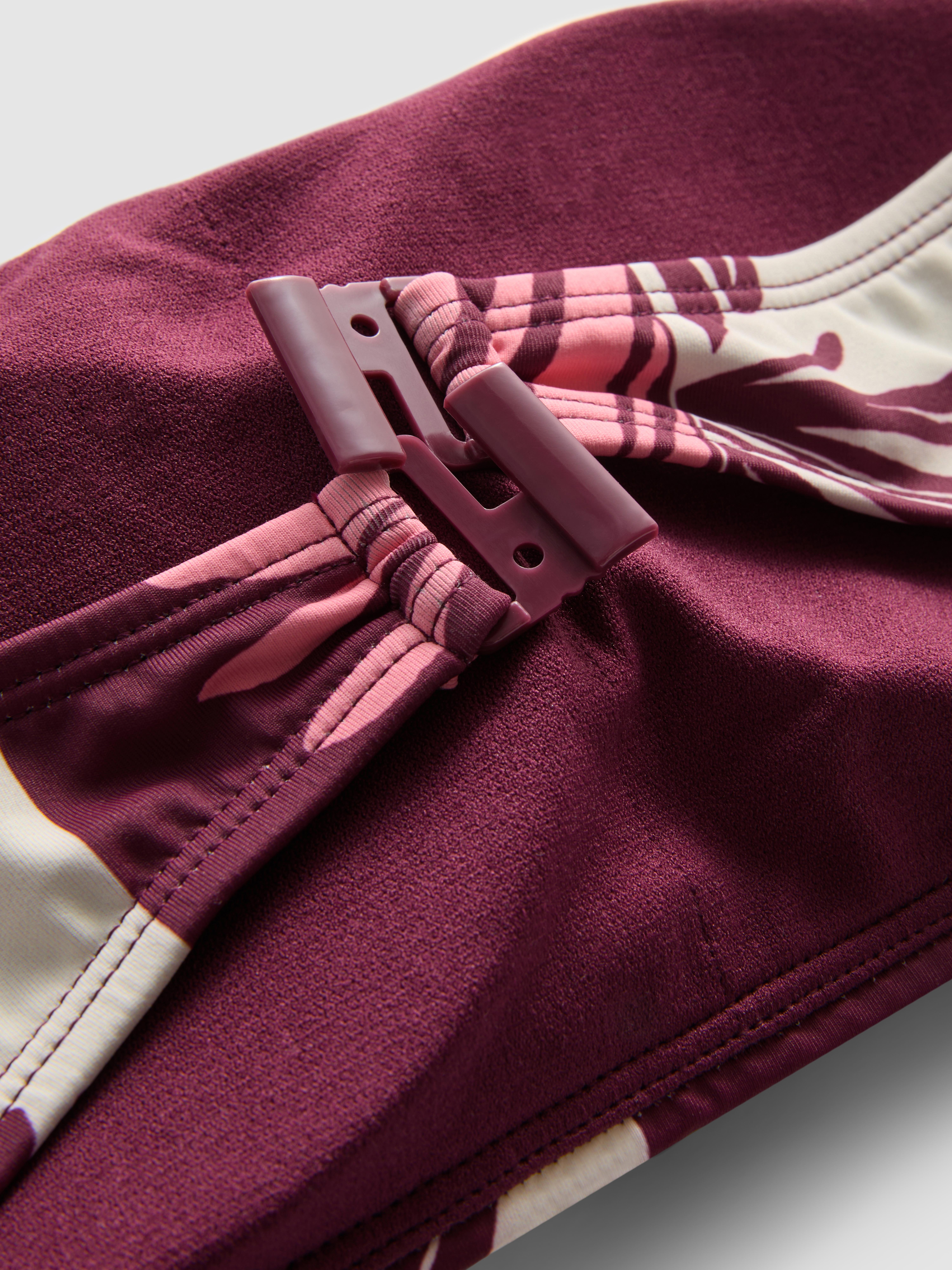 Top de bikini bandeau estampado tropical