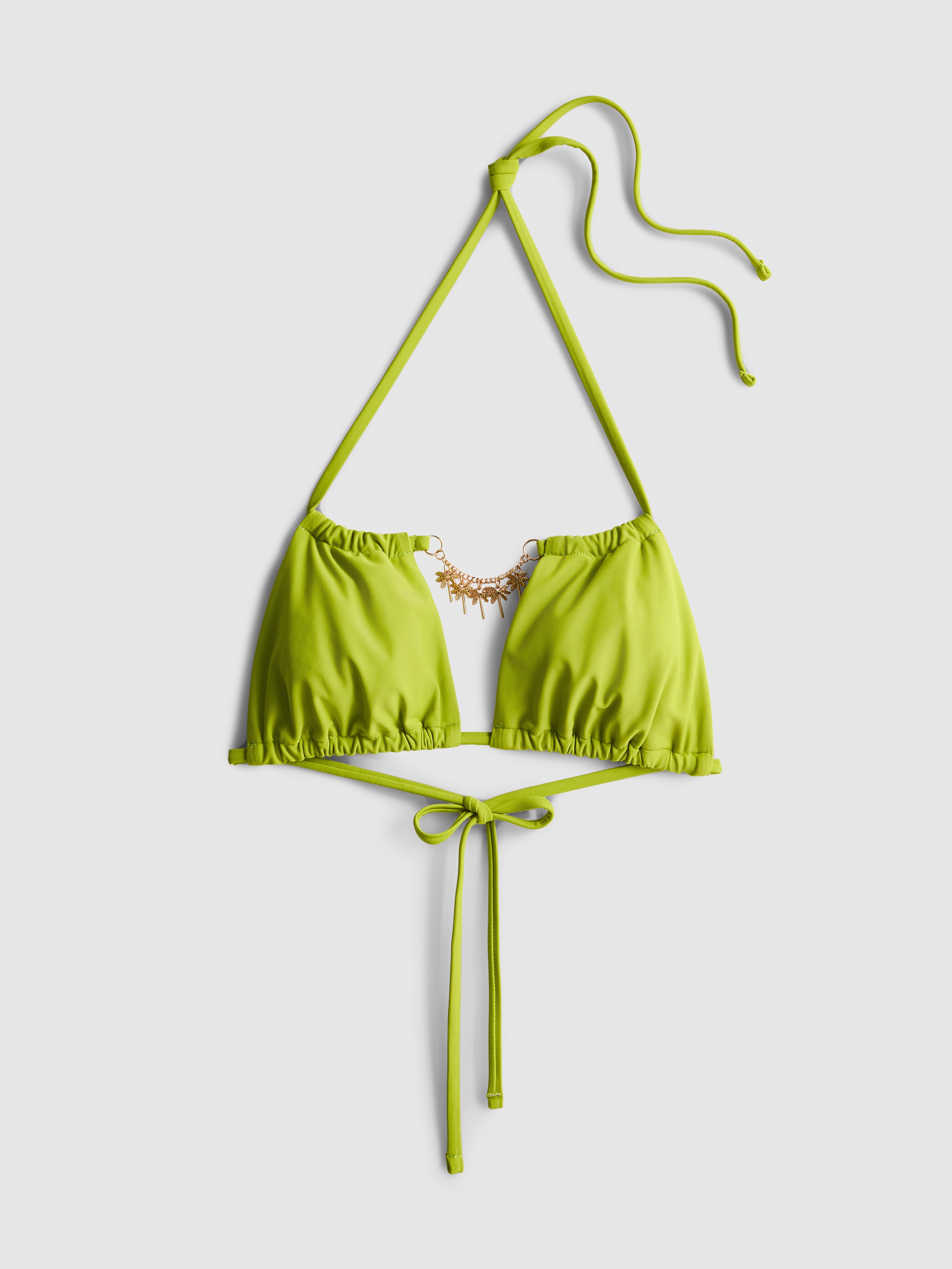 Top de bikini con colgante y escote halter