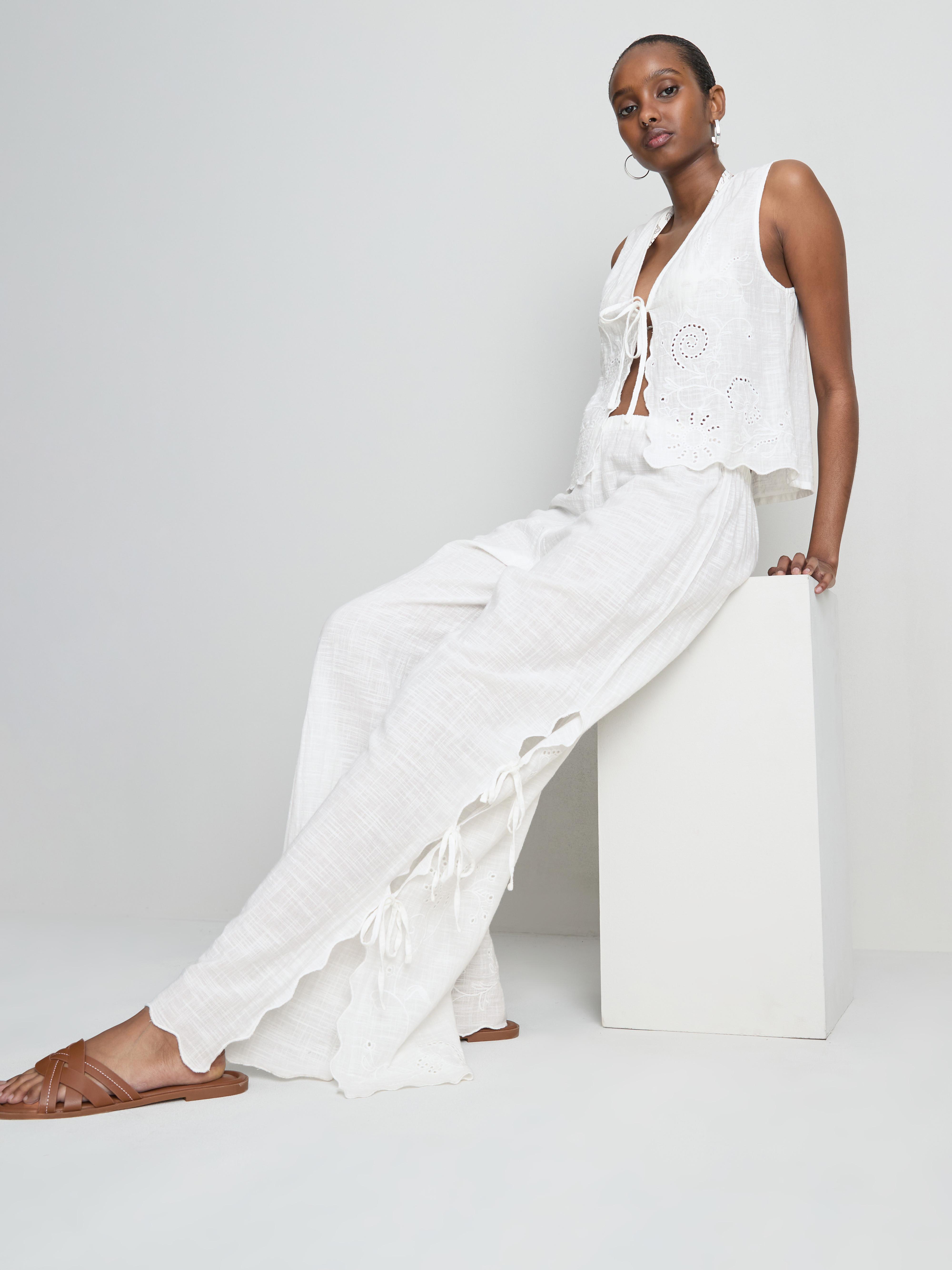 Cut Out Tie Detail Beach Trousers