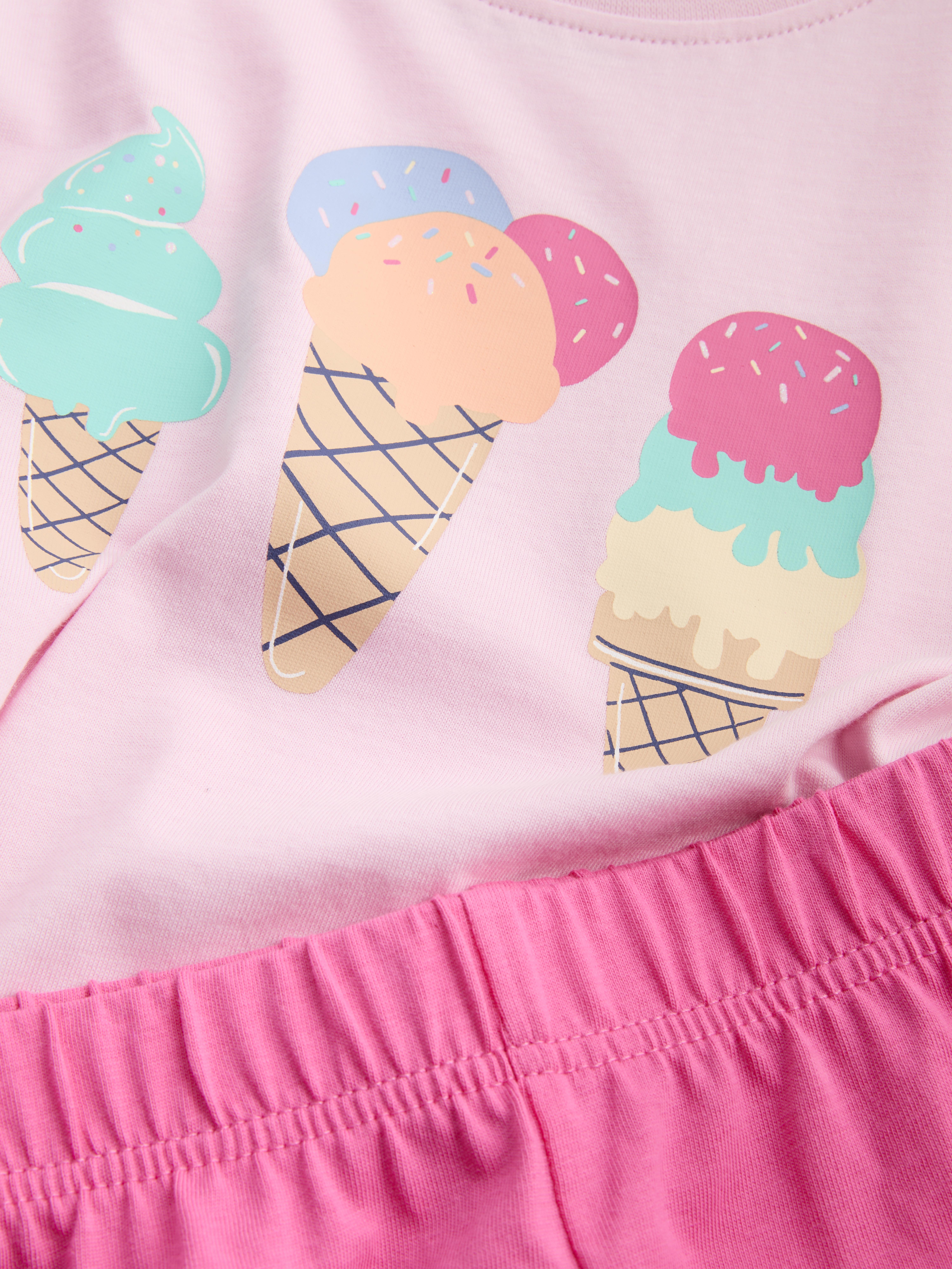 1,5–8 Jahre | Kurzer Schlafanzug mit Eiscreme-Grafik, 2er-Pack
