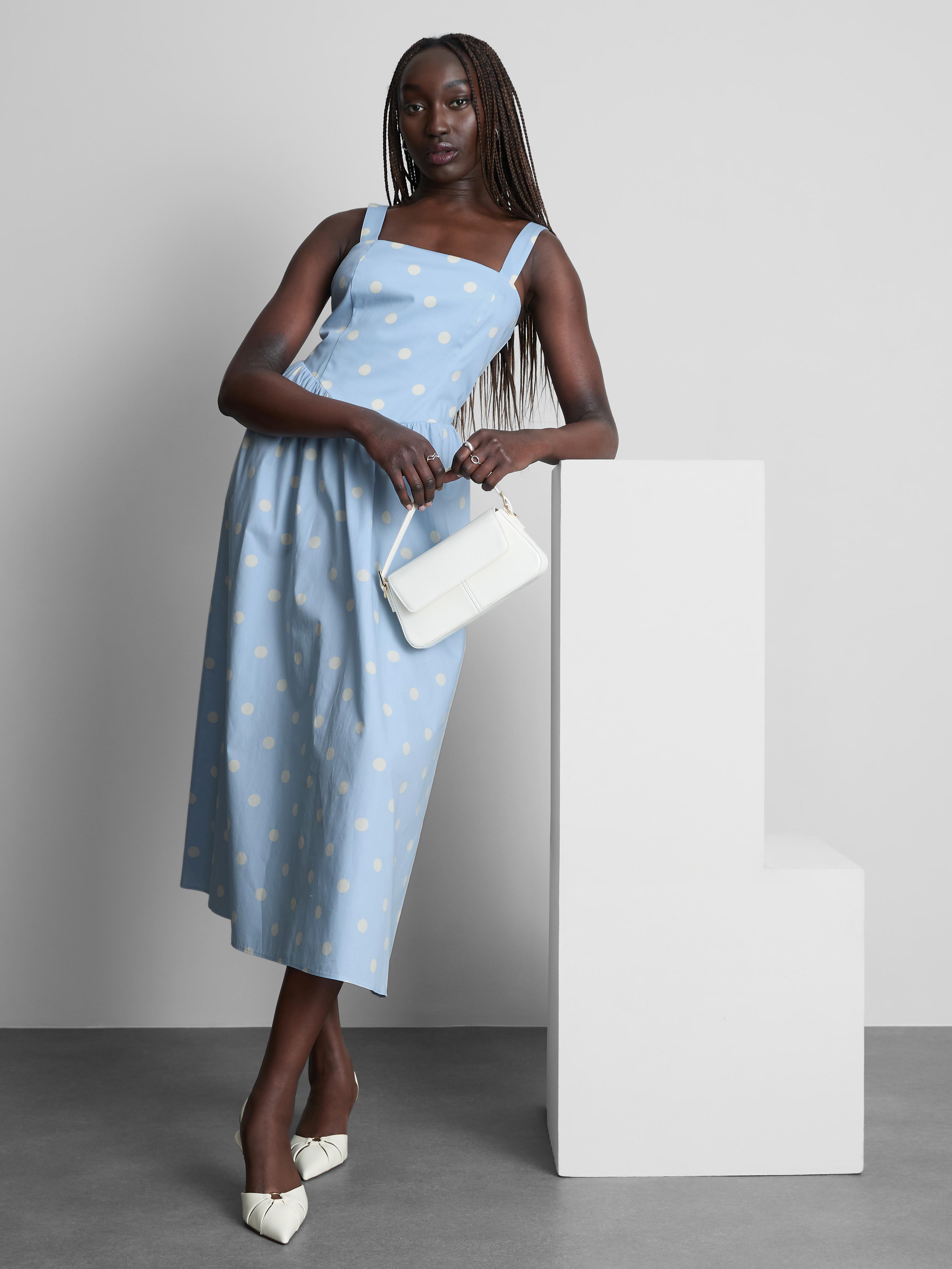 MAJOR FIND | Abito midi a corsetto collo squadrato