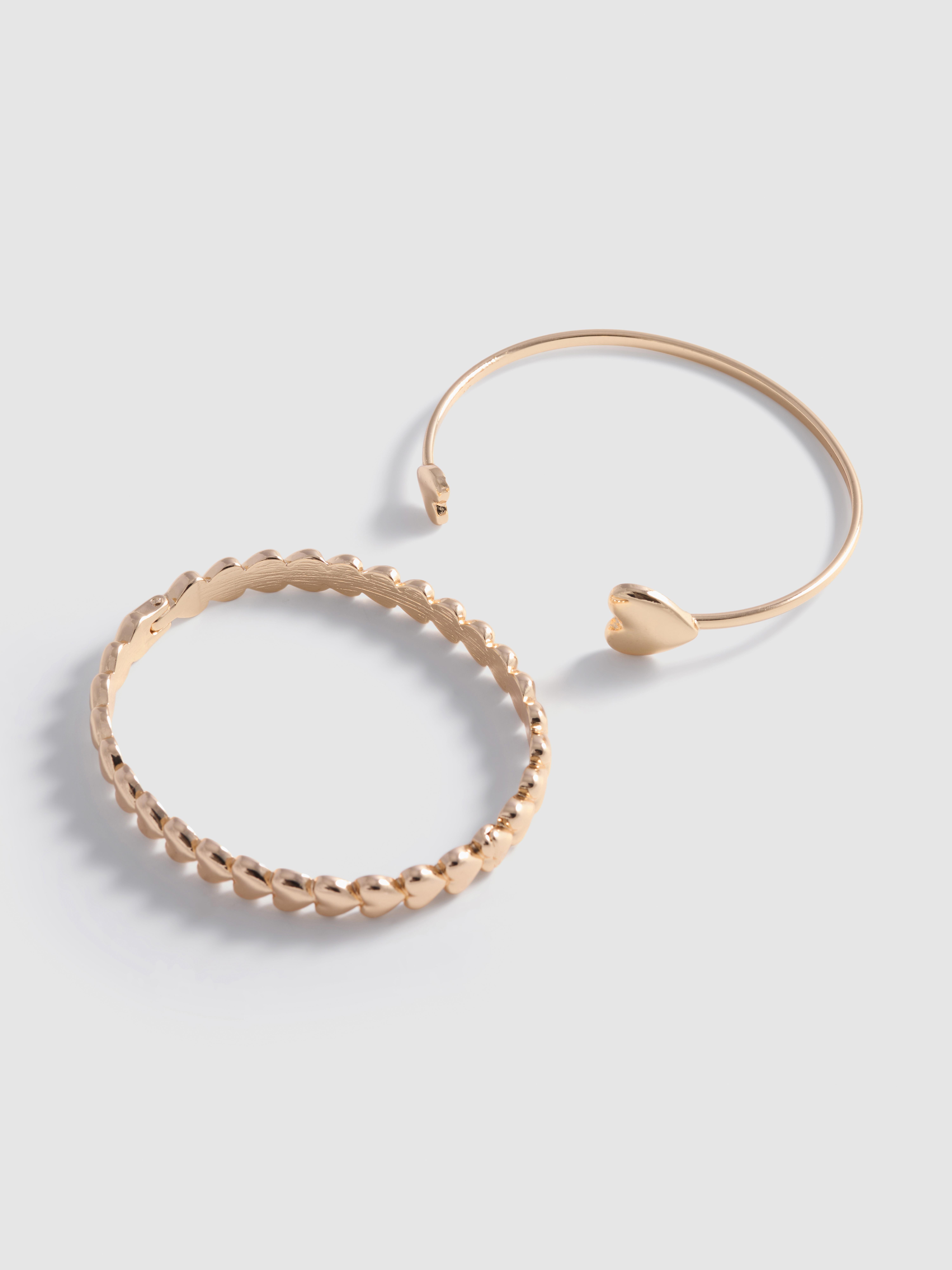 Armreifen mit Herzdetails, 2er-Pack
