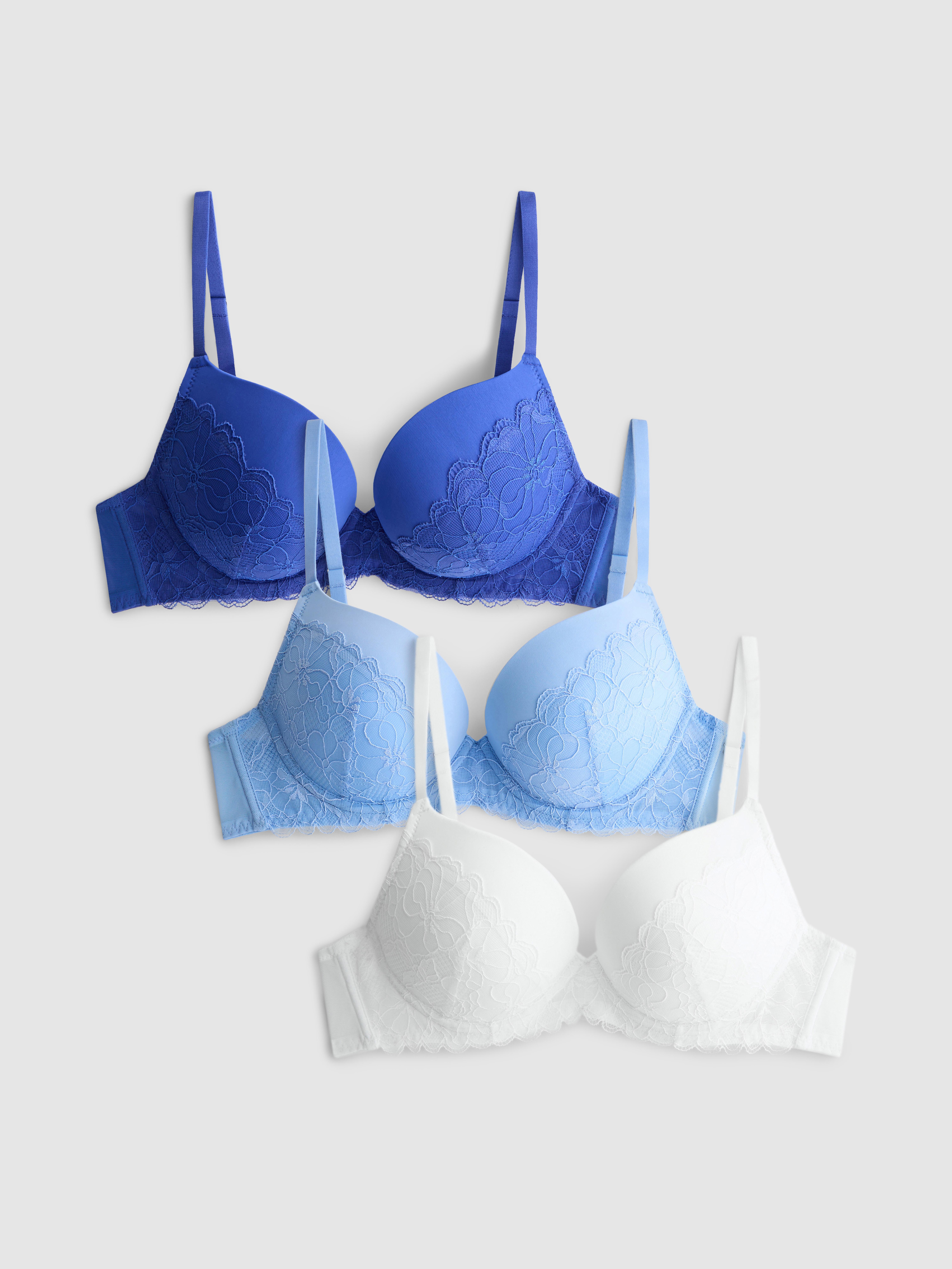 3pk A-E Lace Push Up Bras