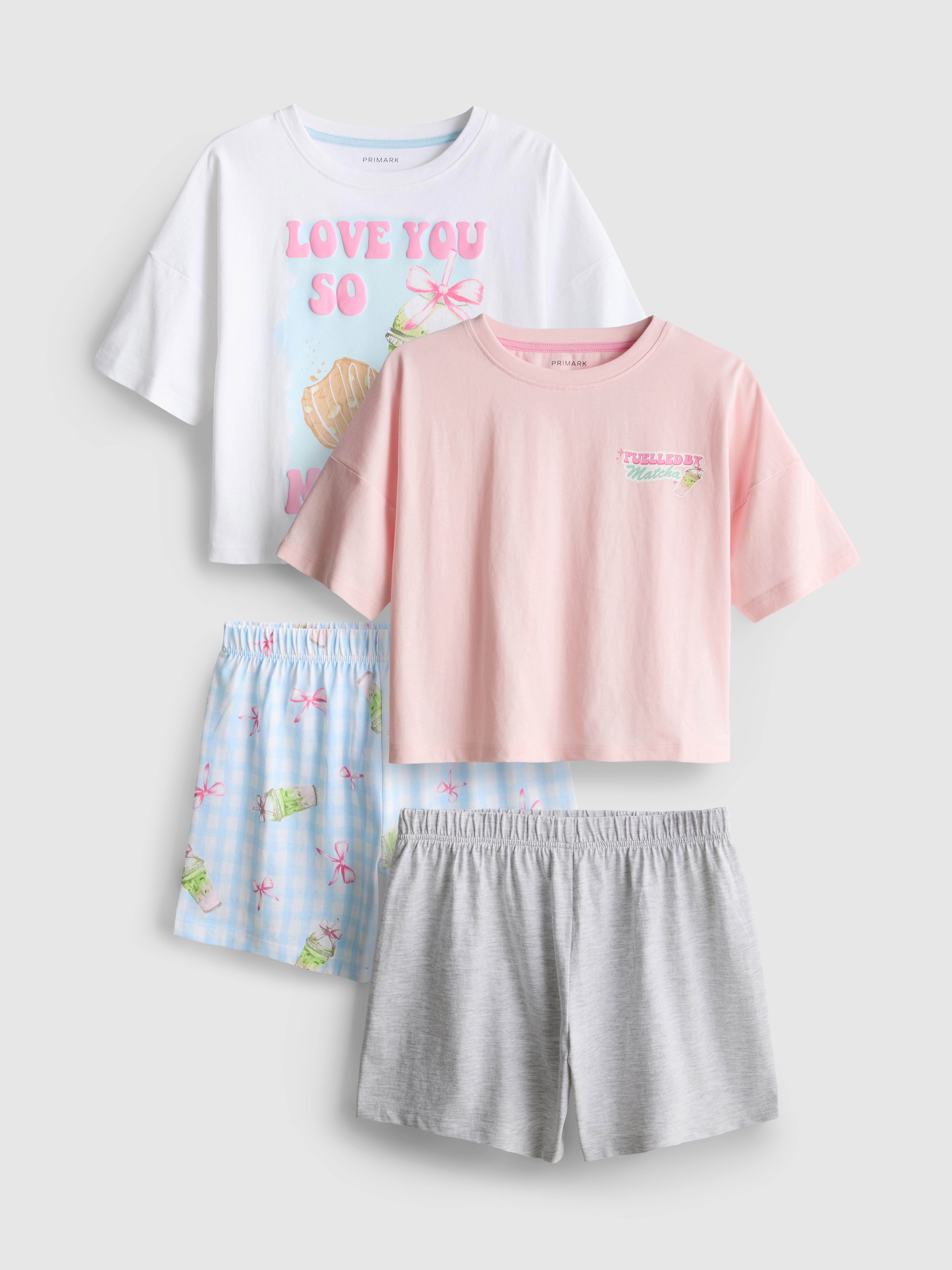 7–15 ans | Lot de 2 pyjamas short à motif matcha