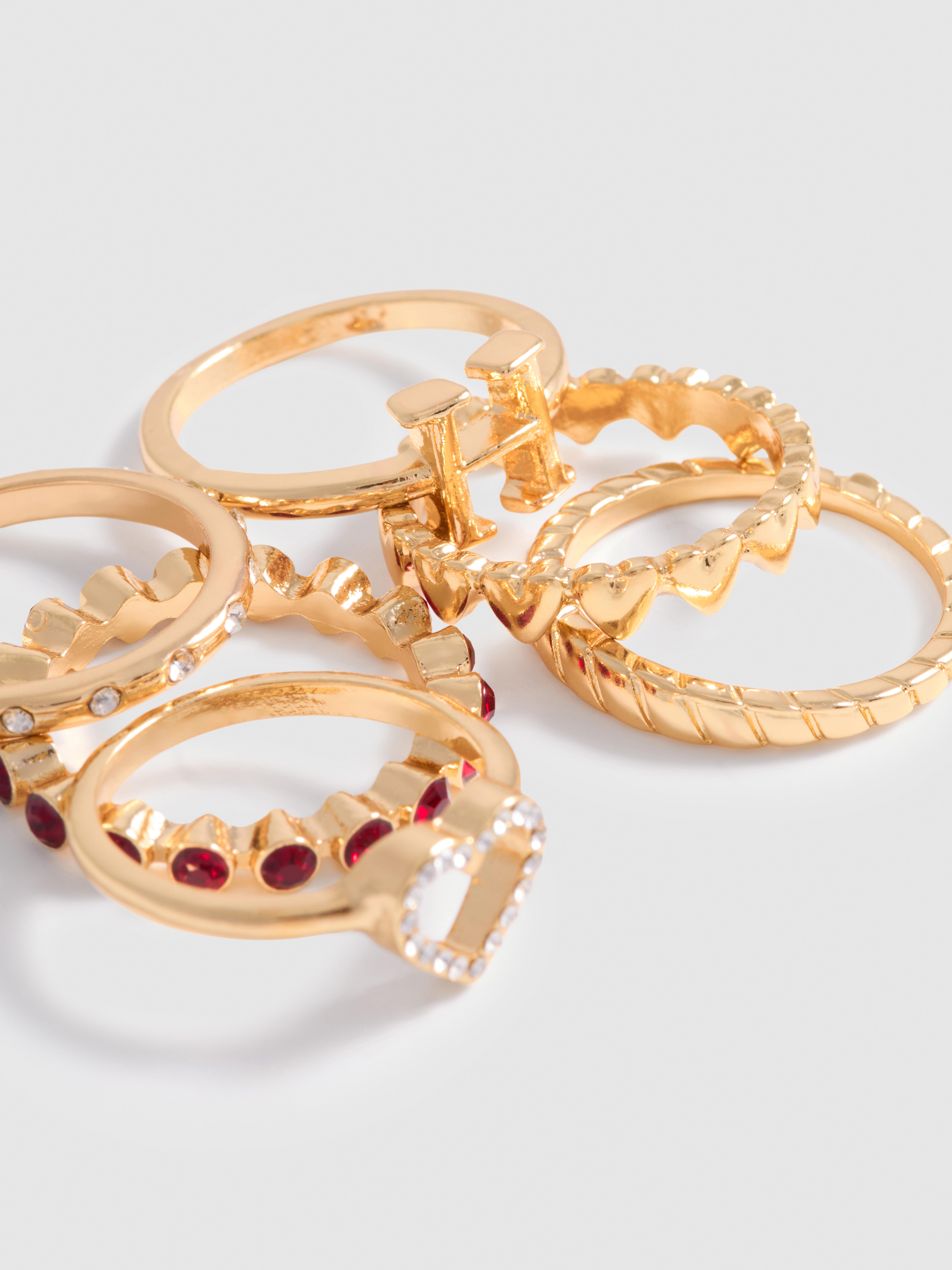 Ringen met initiaal, set van 6