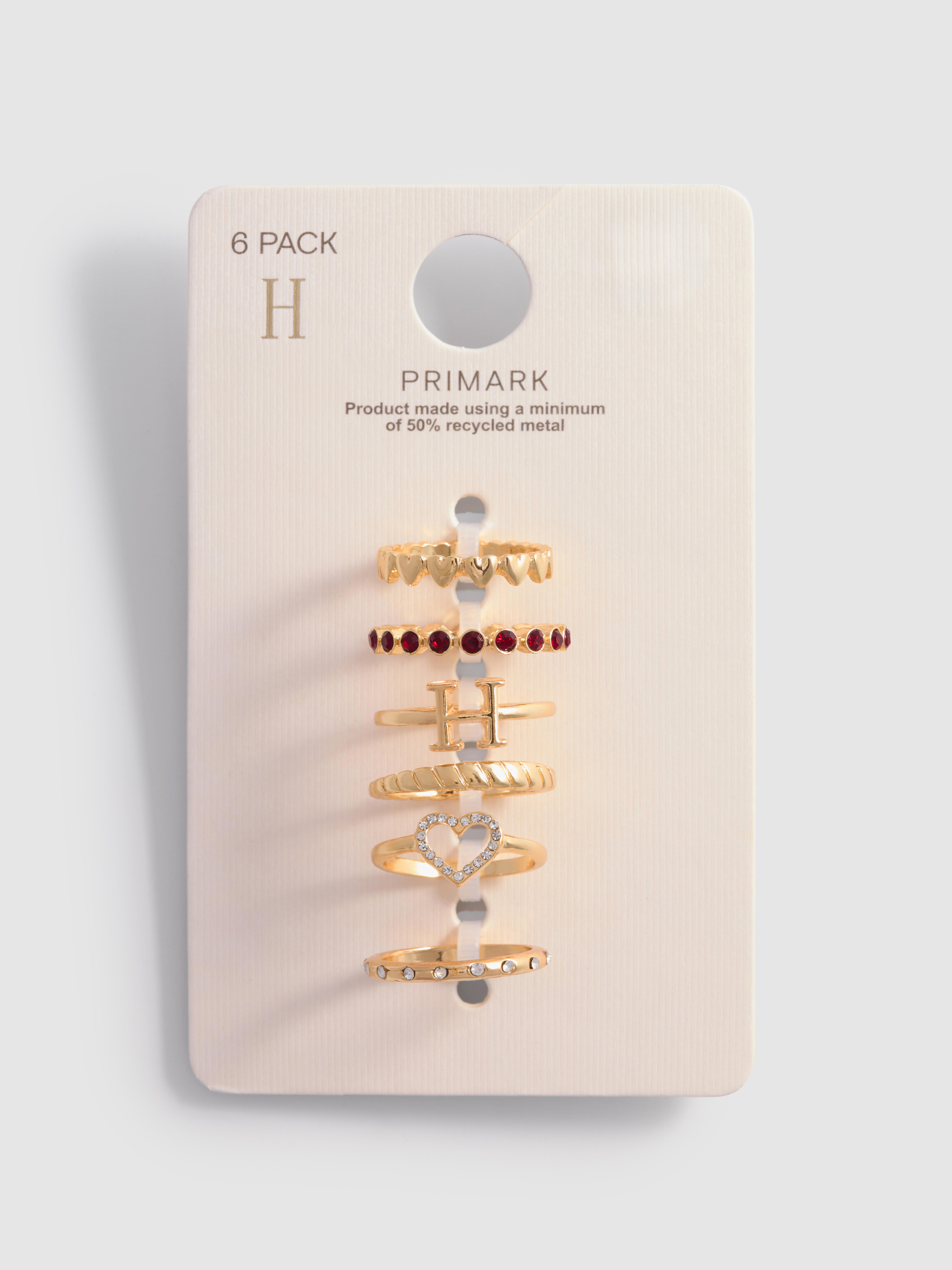 Ringen met initiaal, set van 6