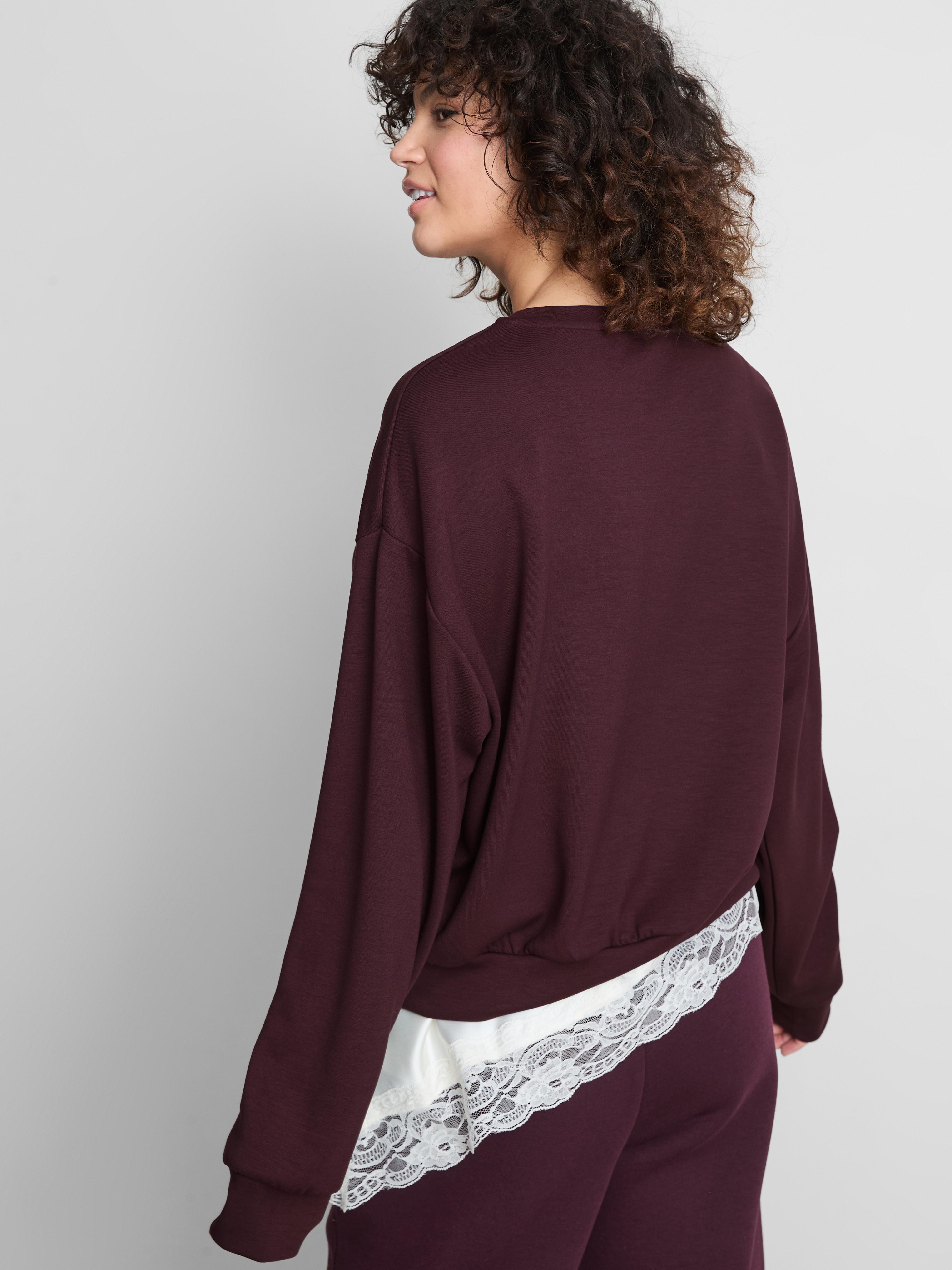 Women's Burgundy Active Round Neck Sweatshirt