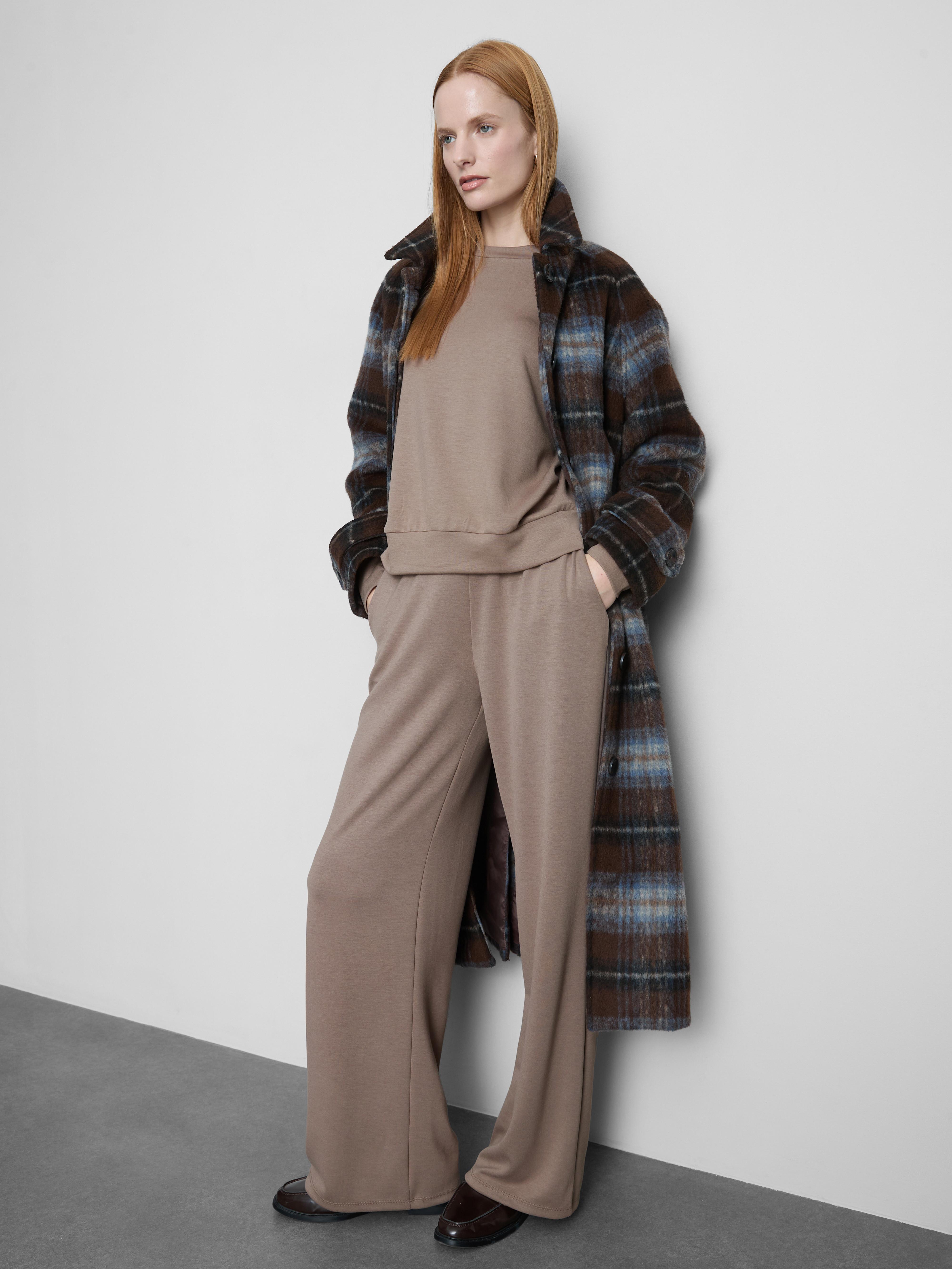 Women's Taupe Active Round Neck Sweatshirt