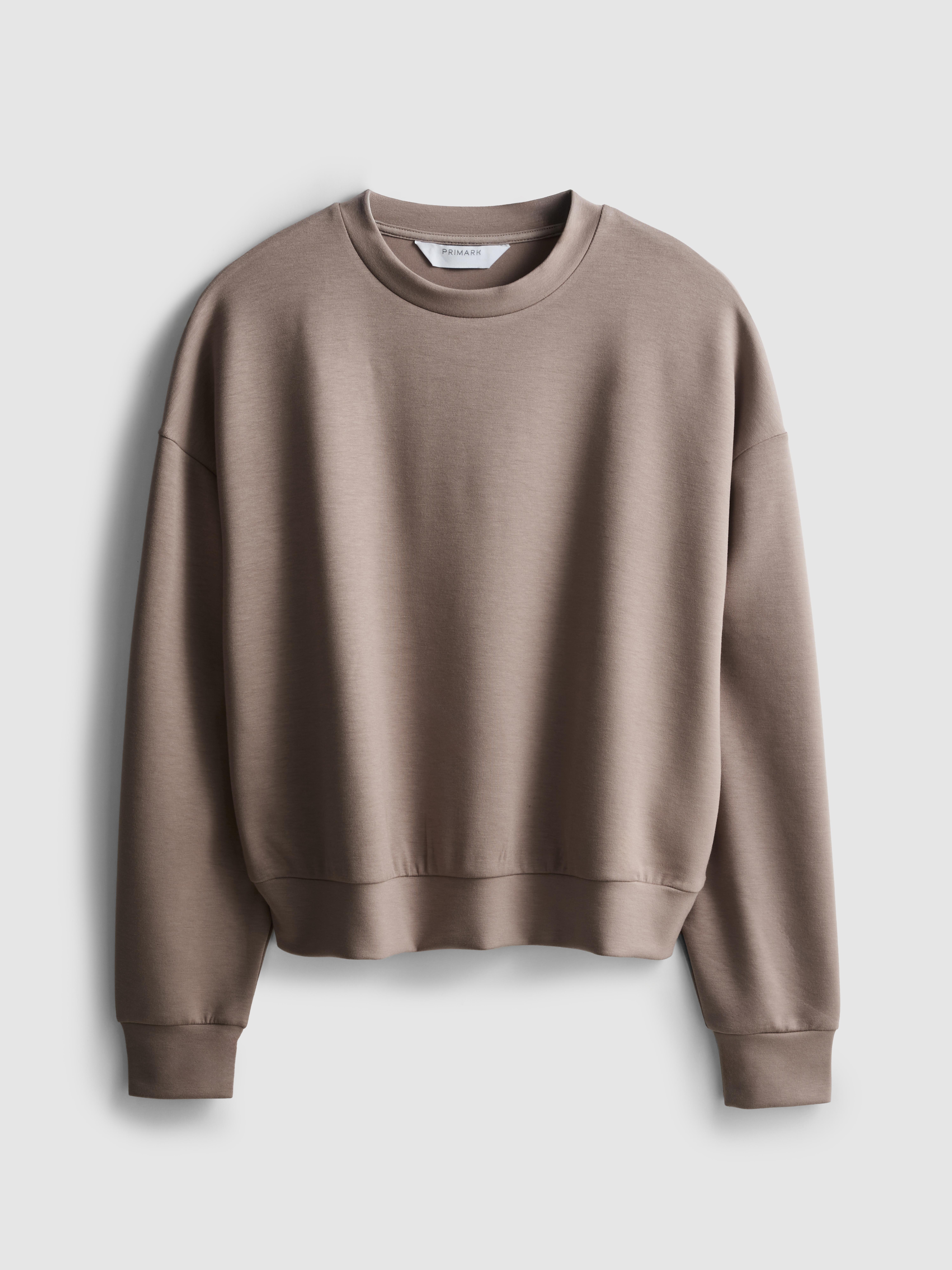 Women's Taupe Active Round Neck Sweatshirt