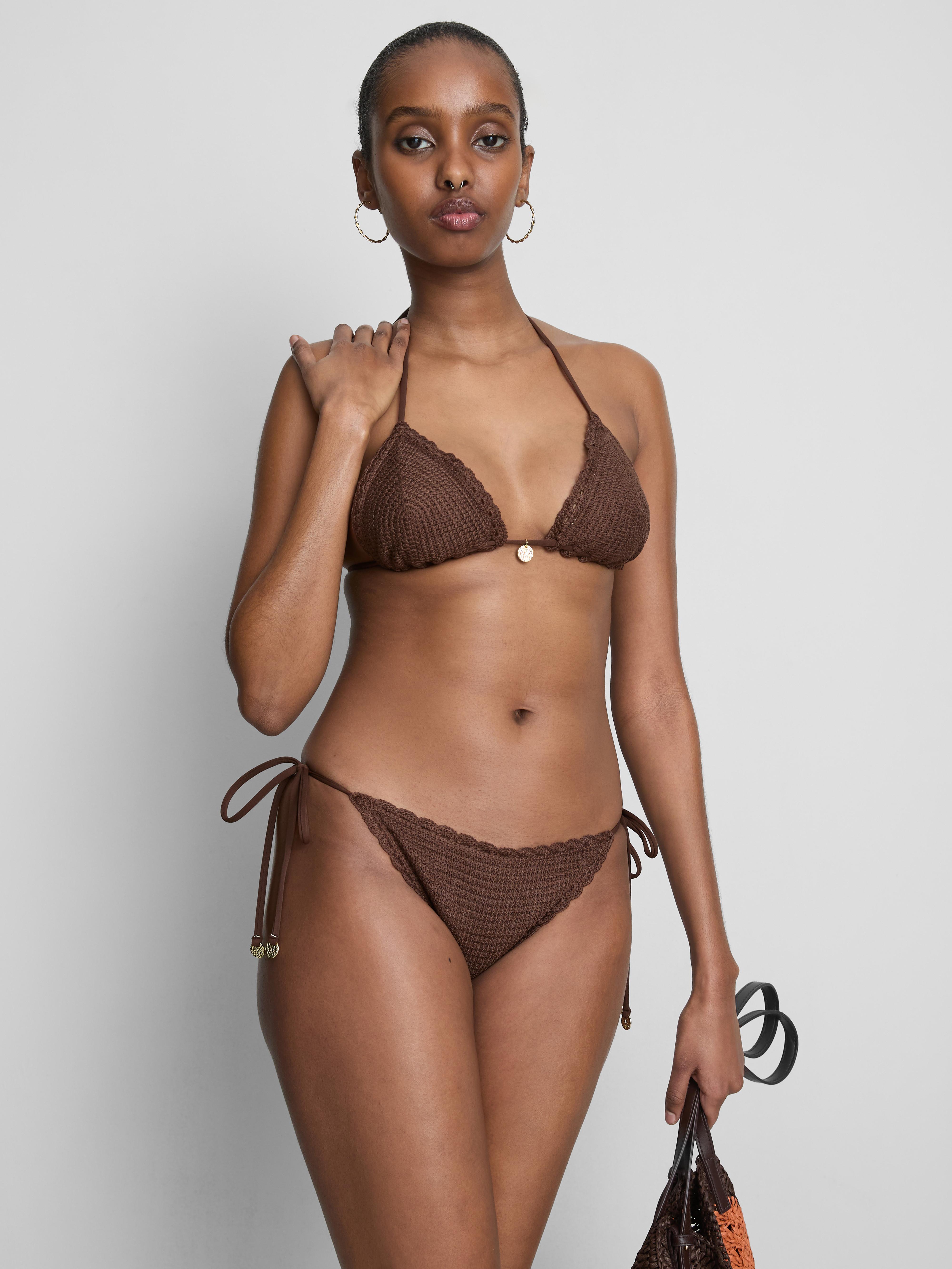 Black Crochet Triangle Bikini Top