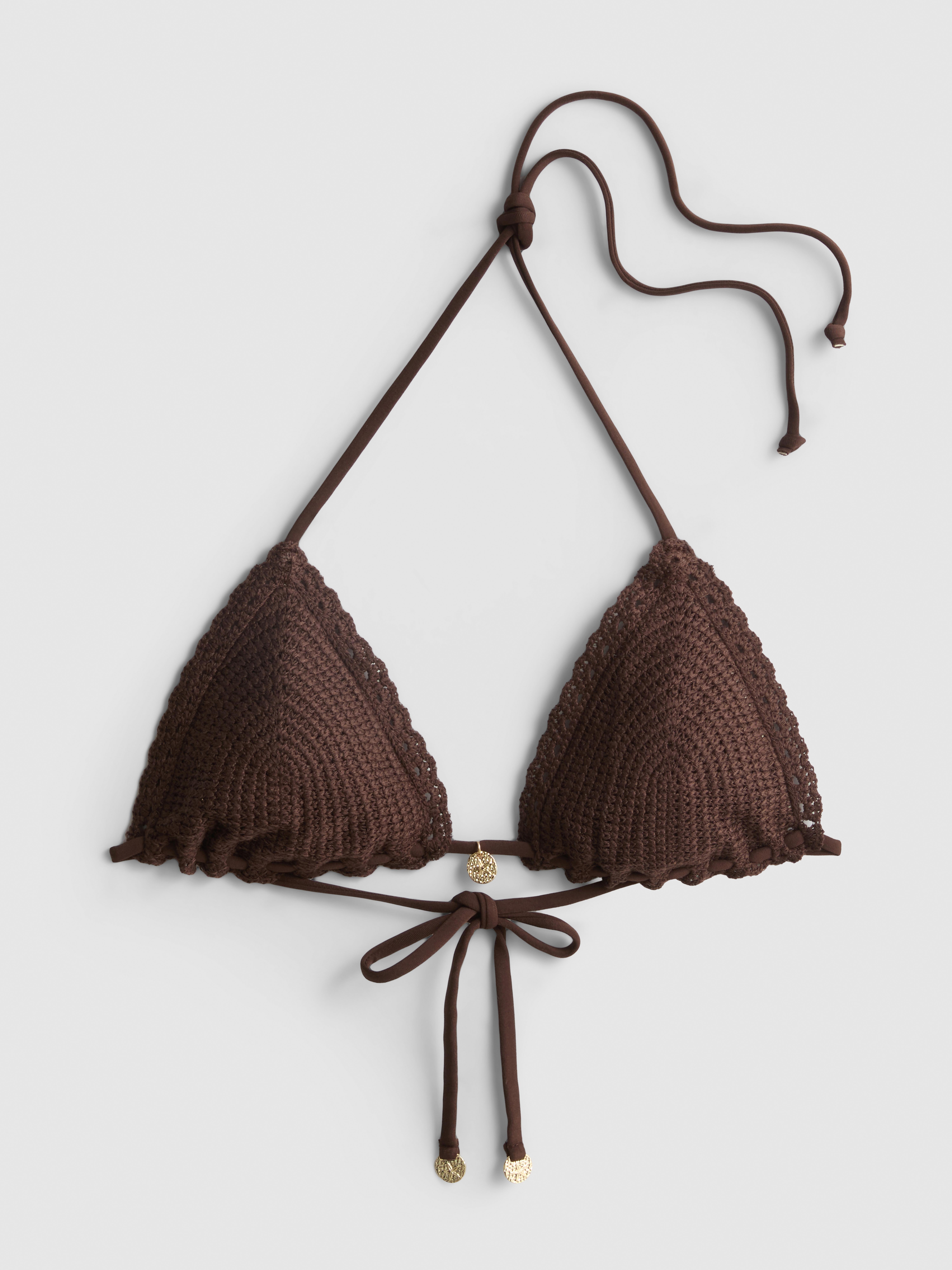 Top de bikini triangular con crochet
