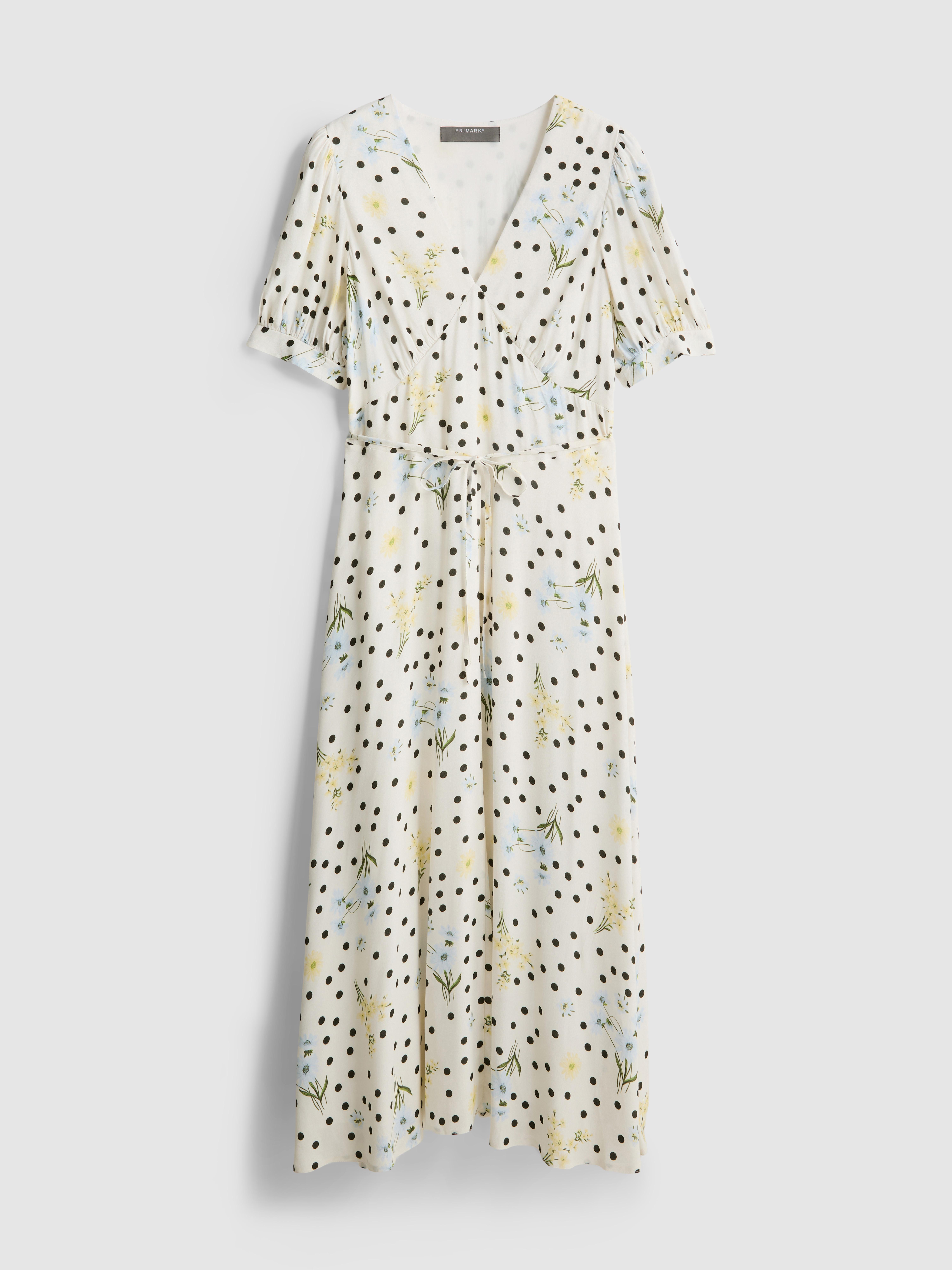 Womens Black/White Spotted Empire Waist Midi Dress | Primark