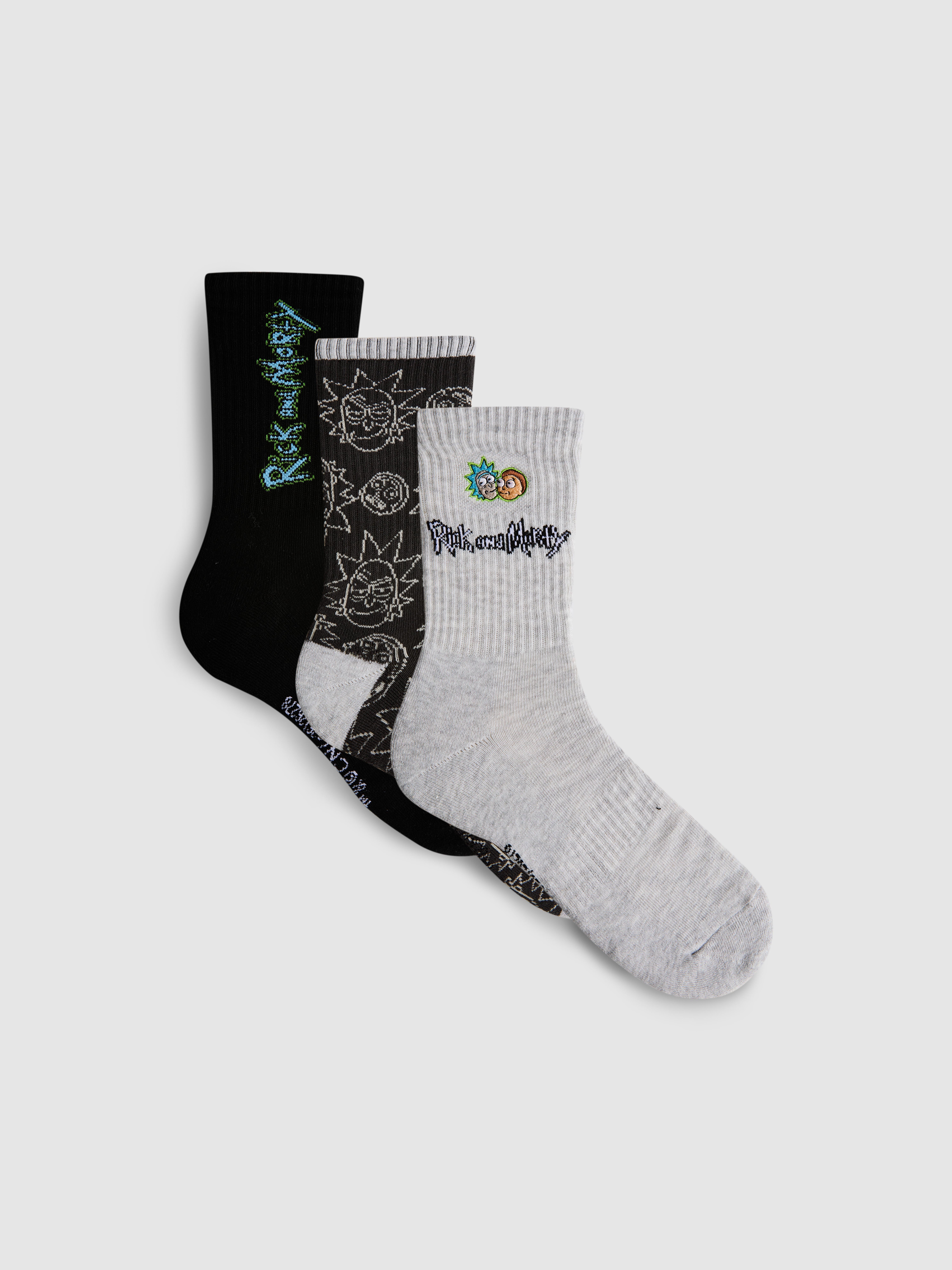 Pack de 3 calcetines altos de Rick y Morty