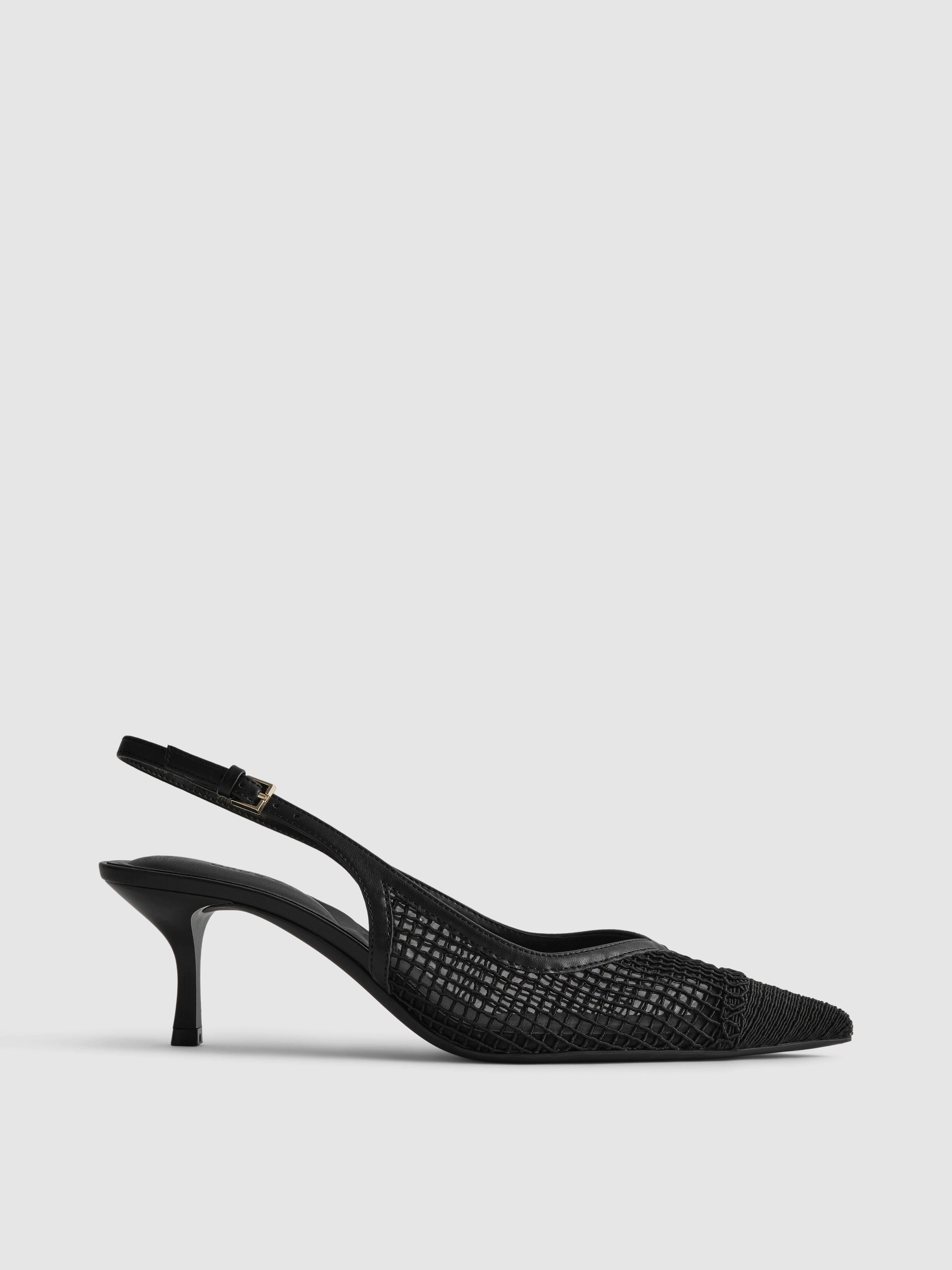 Wide Fit Mesh Slingback Court Heels