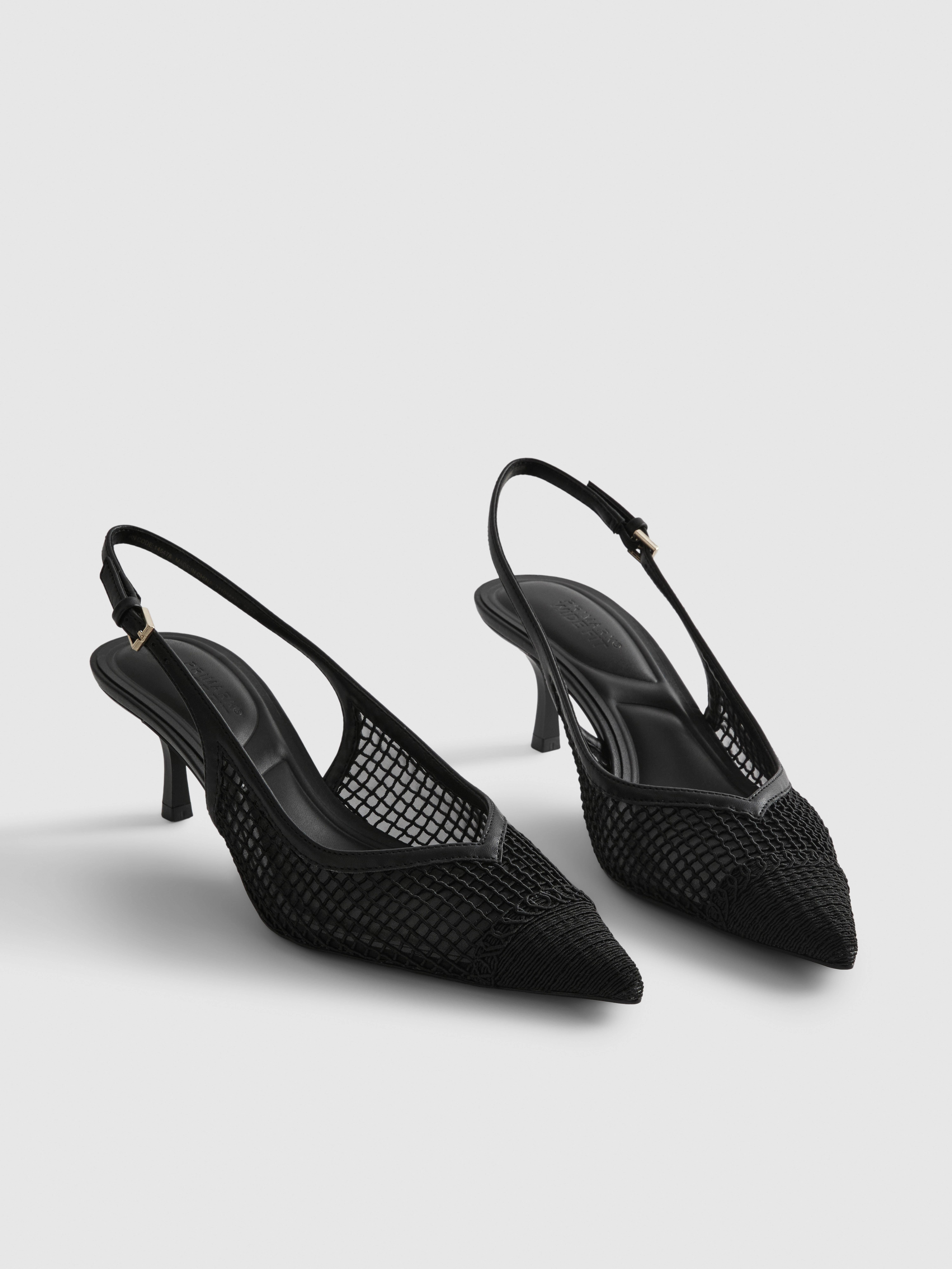 Wide Fit Mesh Slingback Court Heels