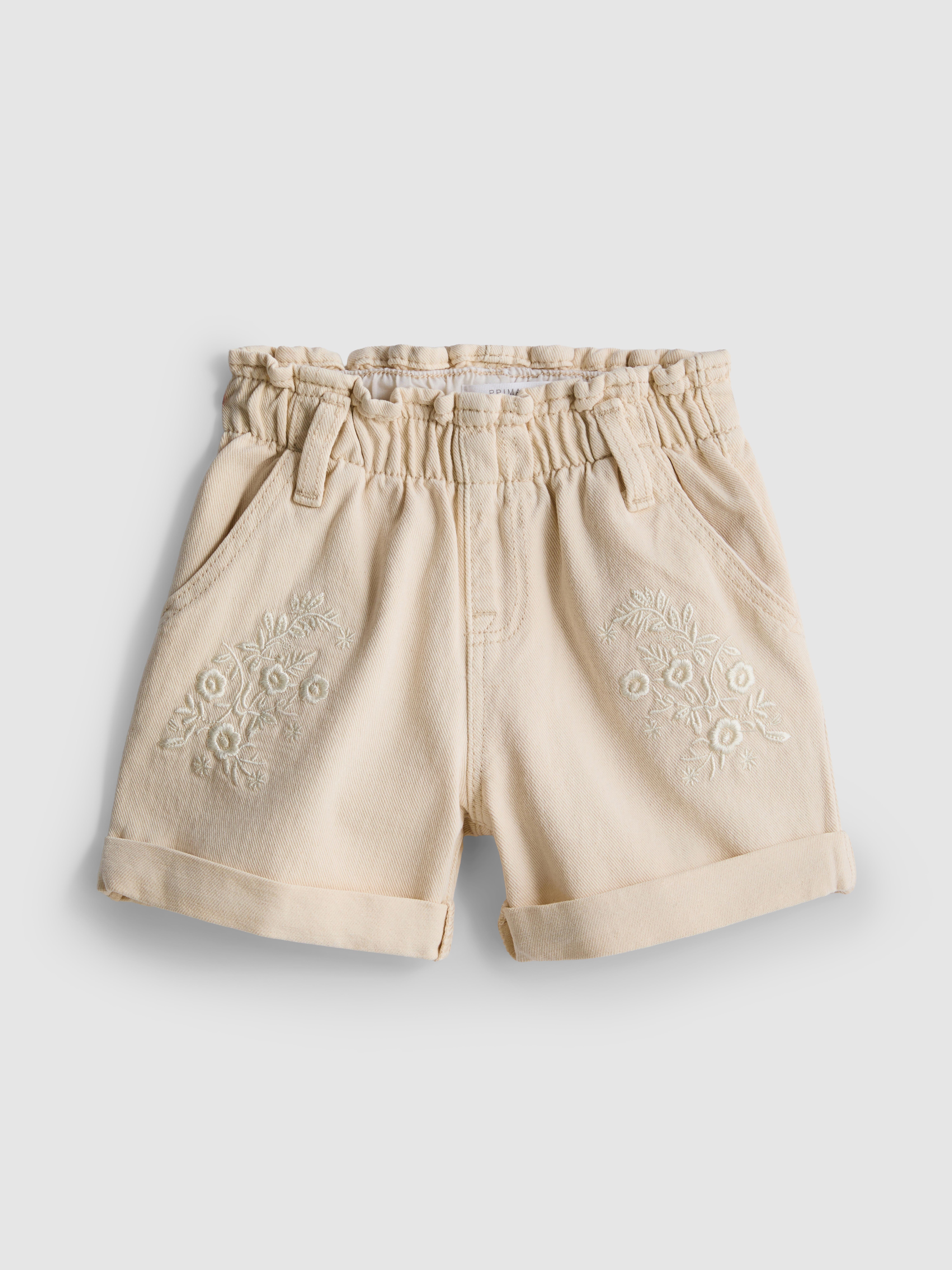 0–36 Monate | Jeansshorts mit Stickerei und Paperbag-Bund