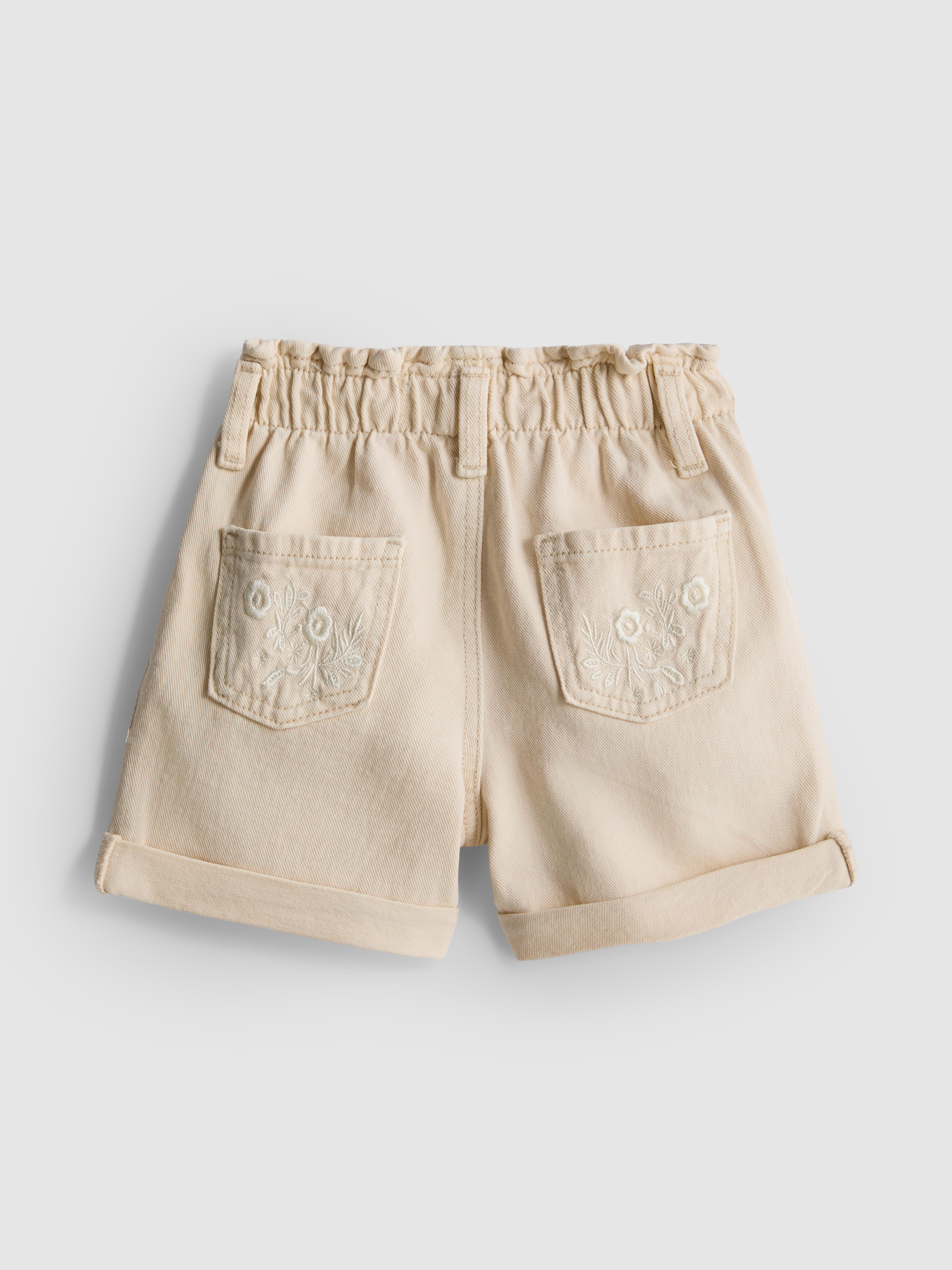 0-36 mesi | Pantaloncini denim a sacchetto ricamati