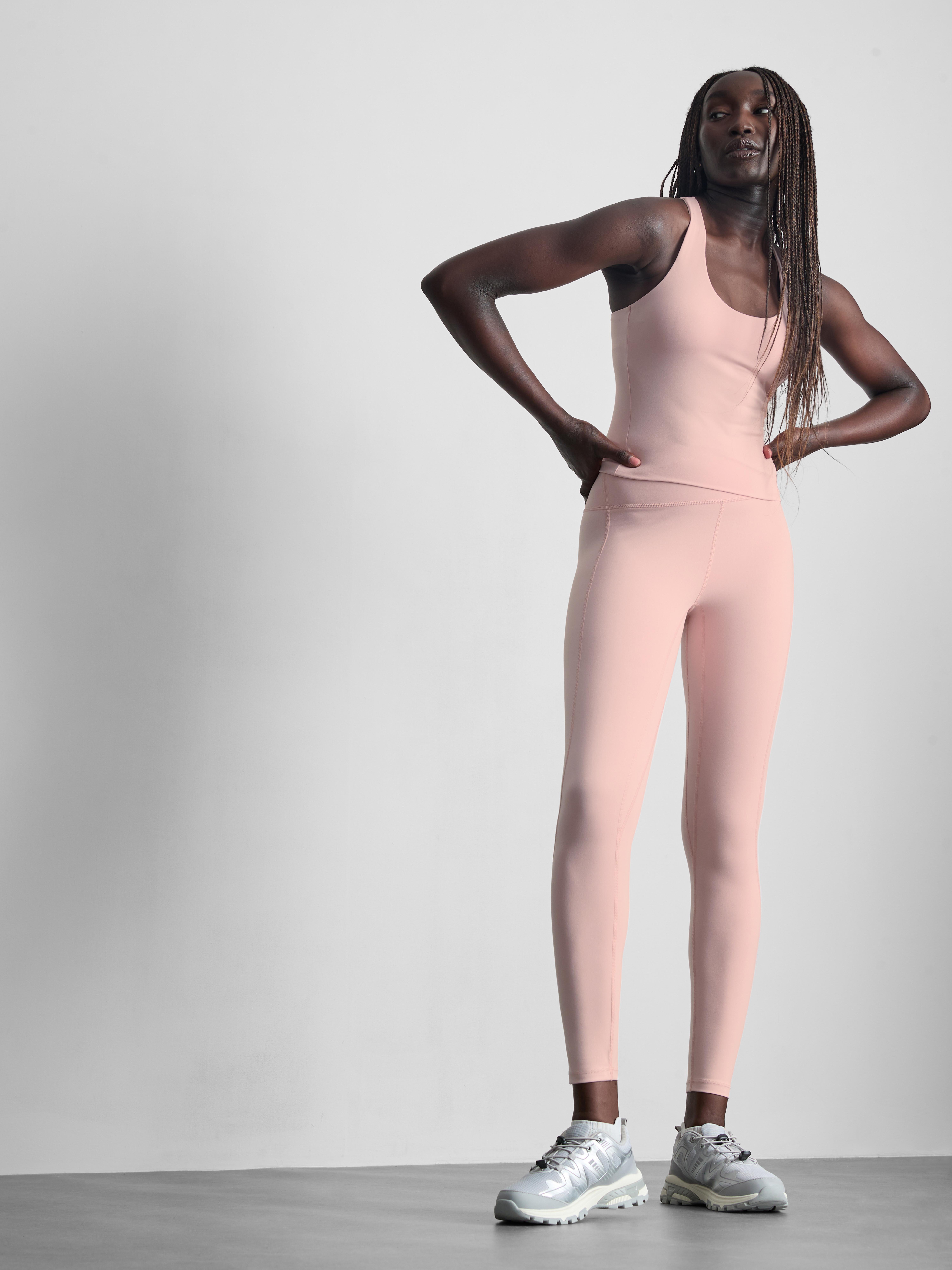 High Waisted Maple Active Leggings Light Pink