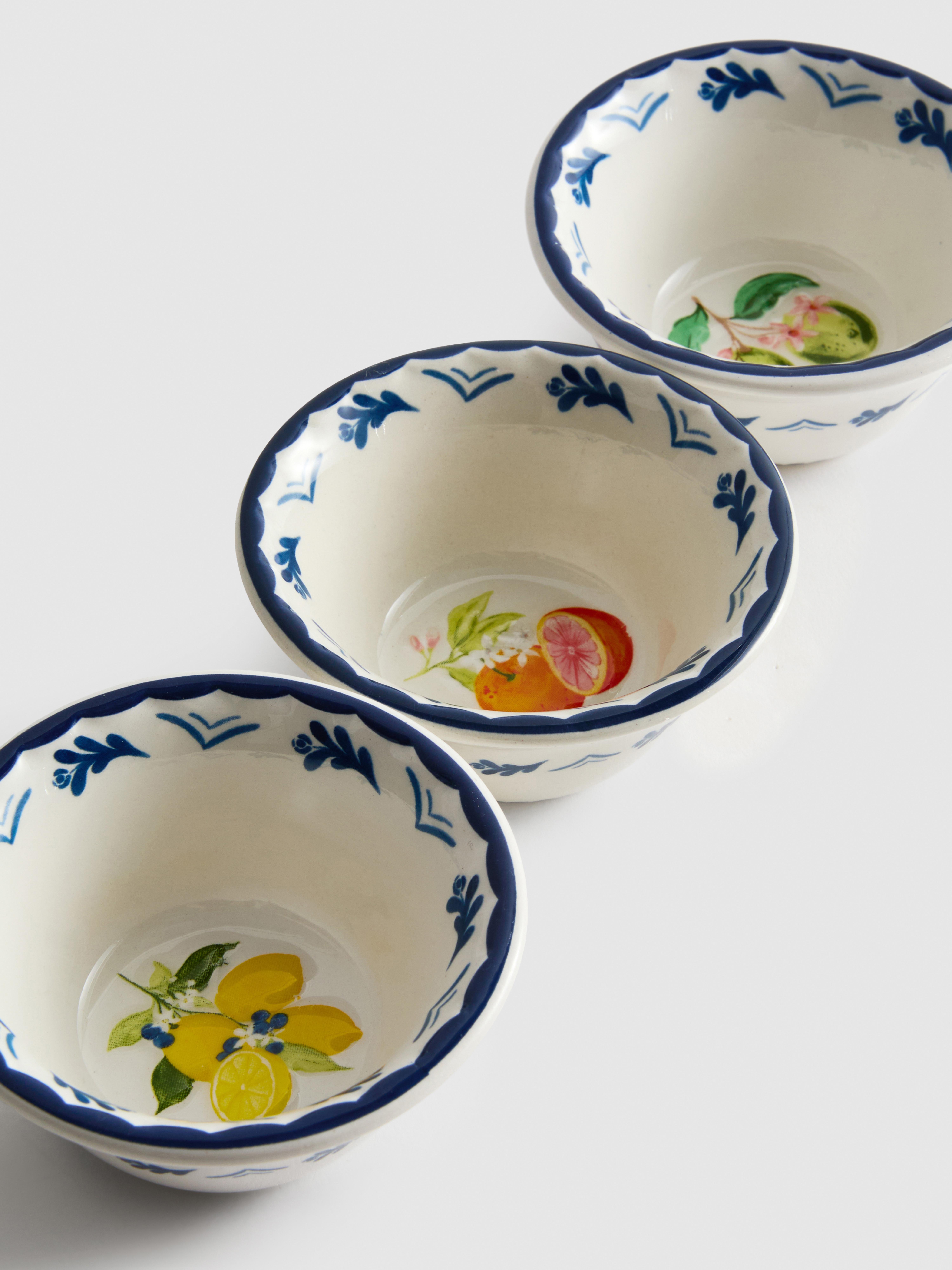 Sausschaaltjes met mediterrane bloemen, set van 3
