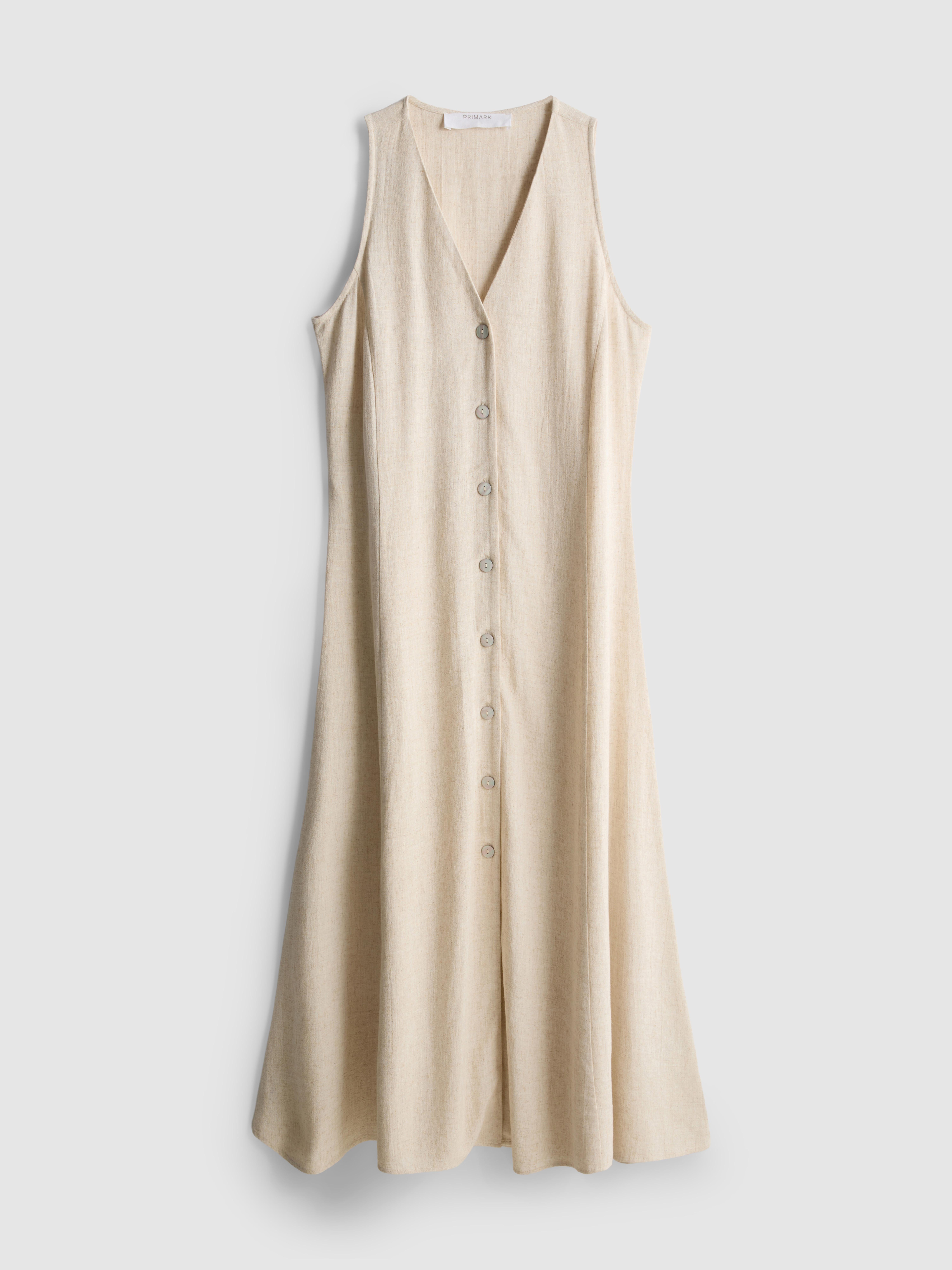 Women's Natural V-Neck Button-Through Maxi Dress | Primark