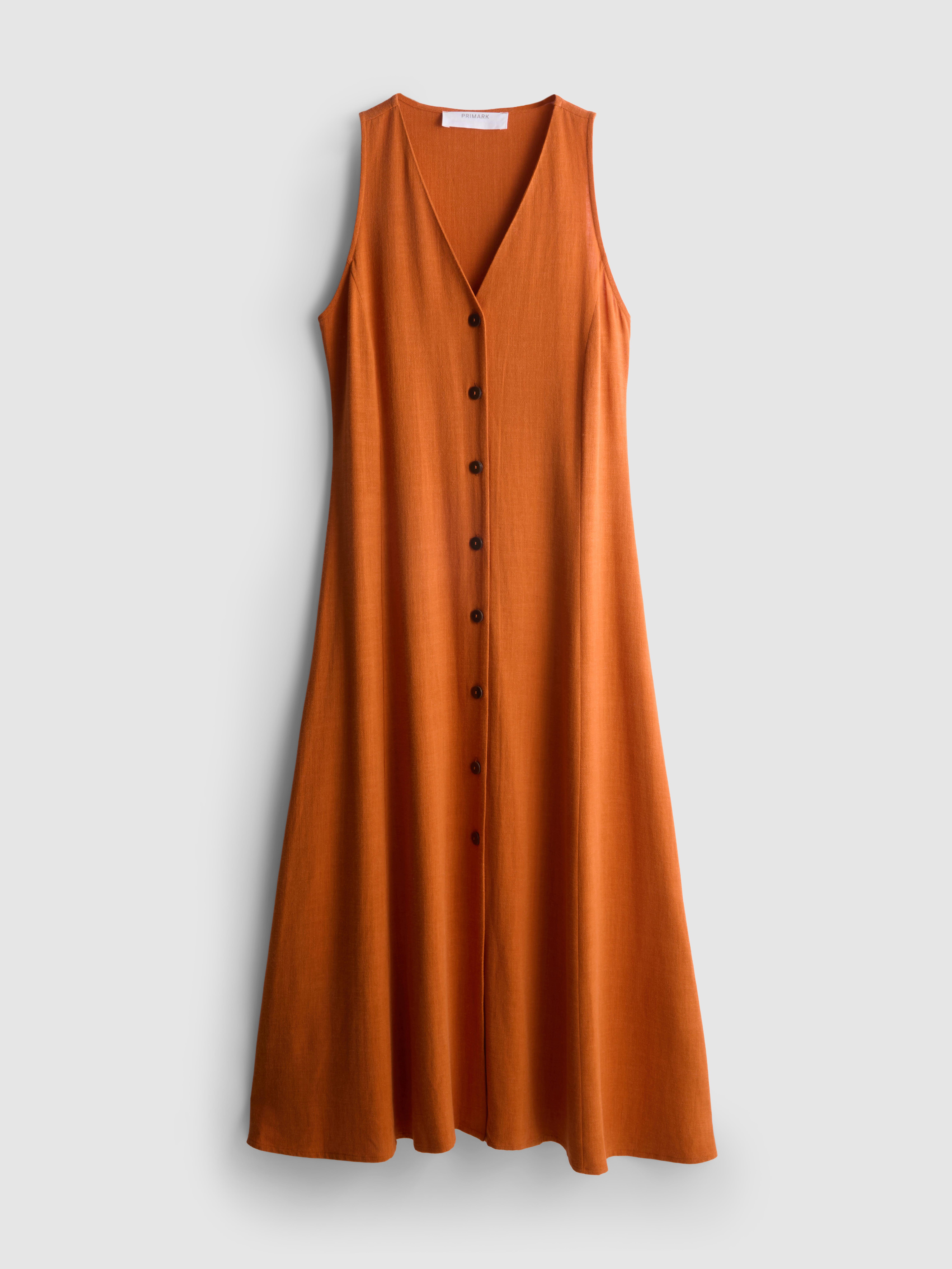 Maxikleid mit V-Ausschnitt und Knopfleiste