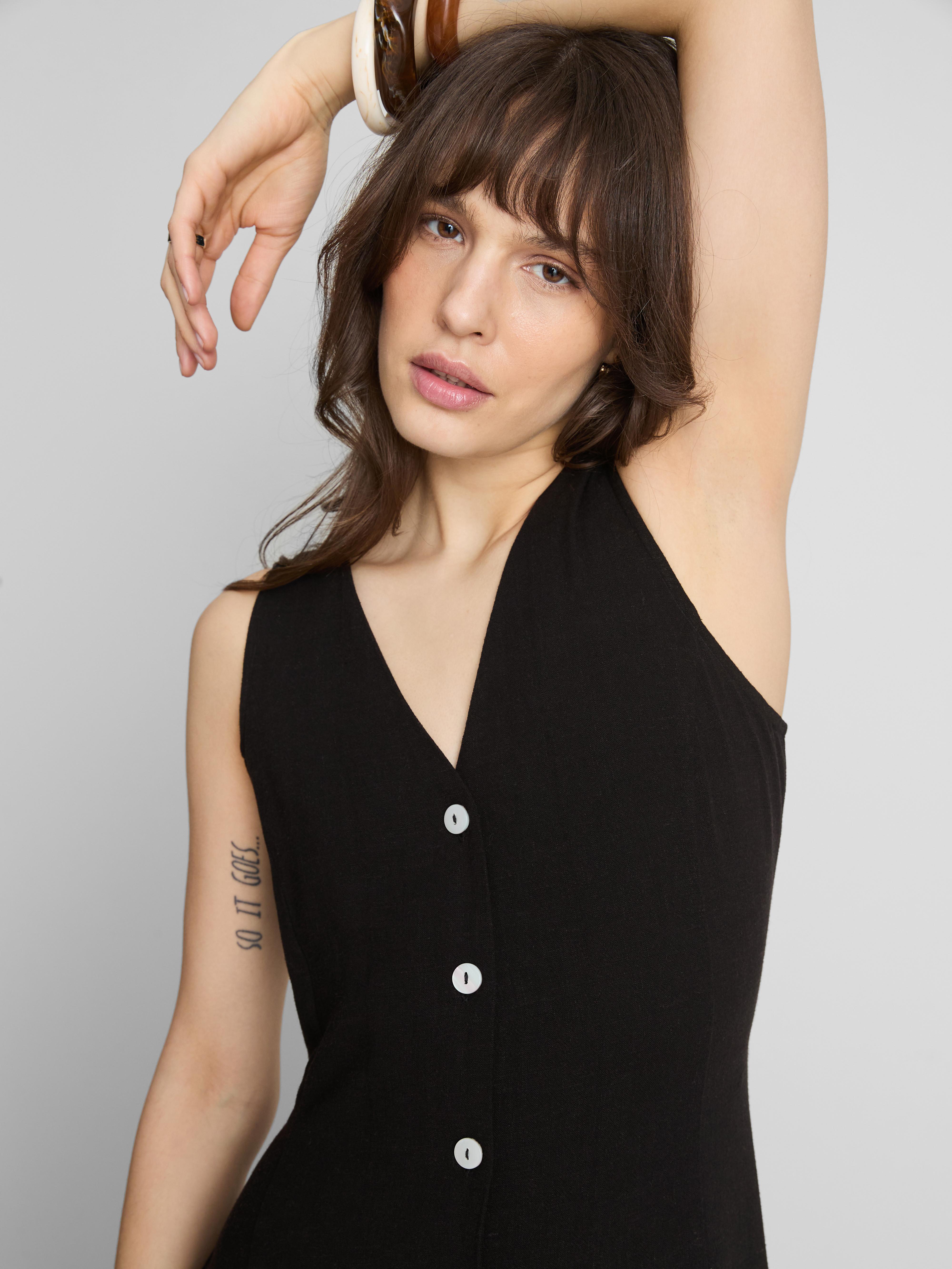 V-Neck Button Through Maxi Dress