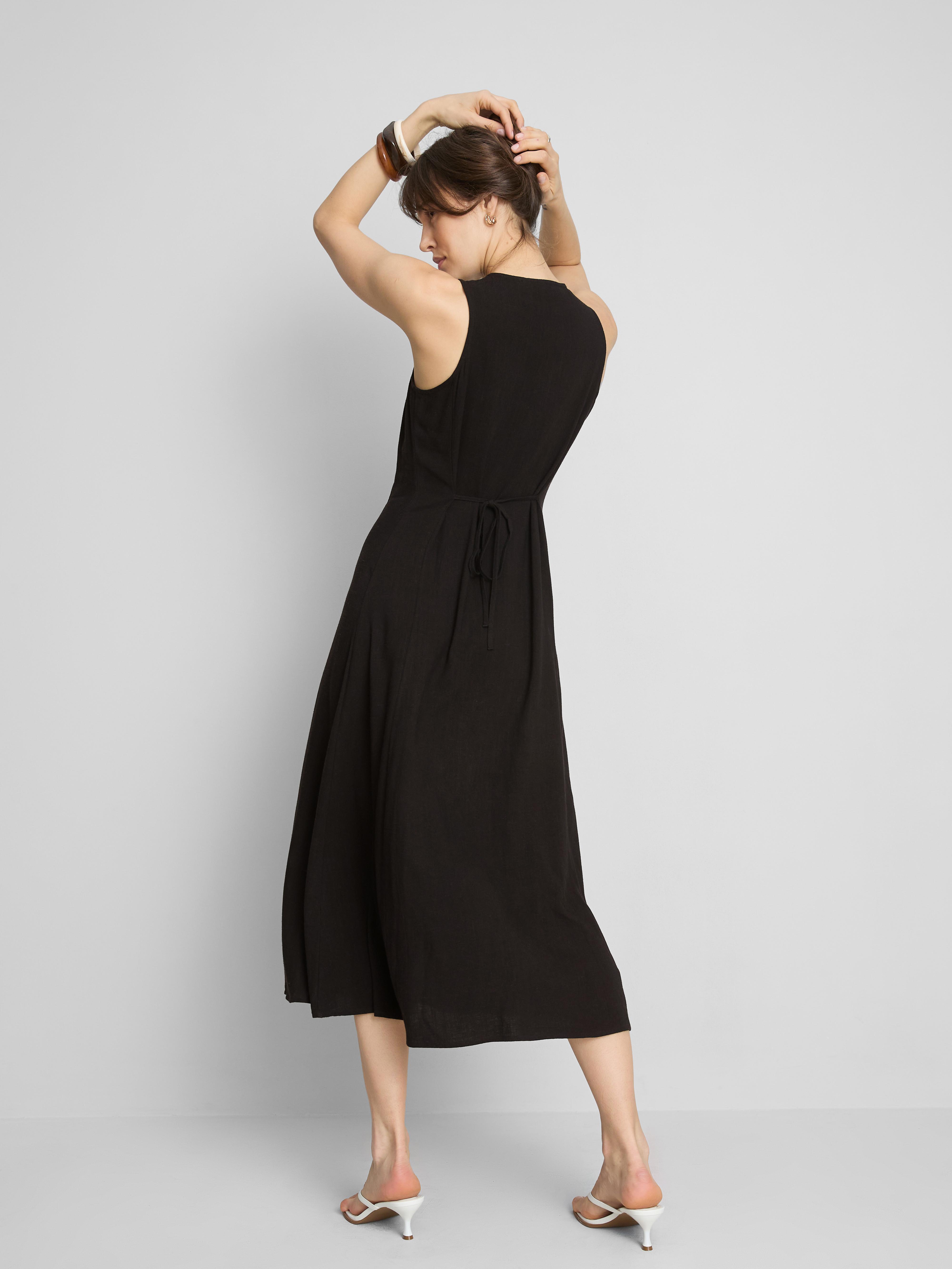 V-Neck Button Through Maxi Dress