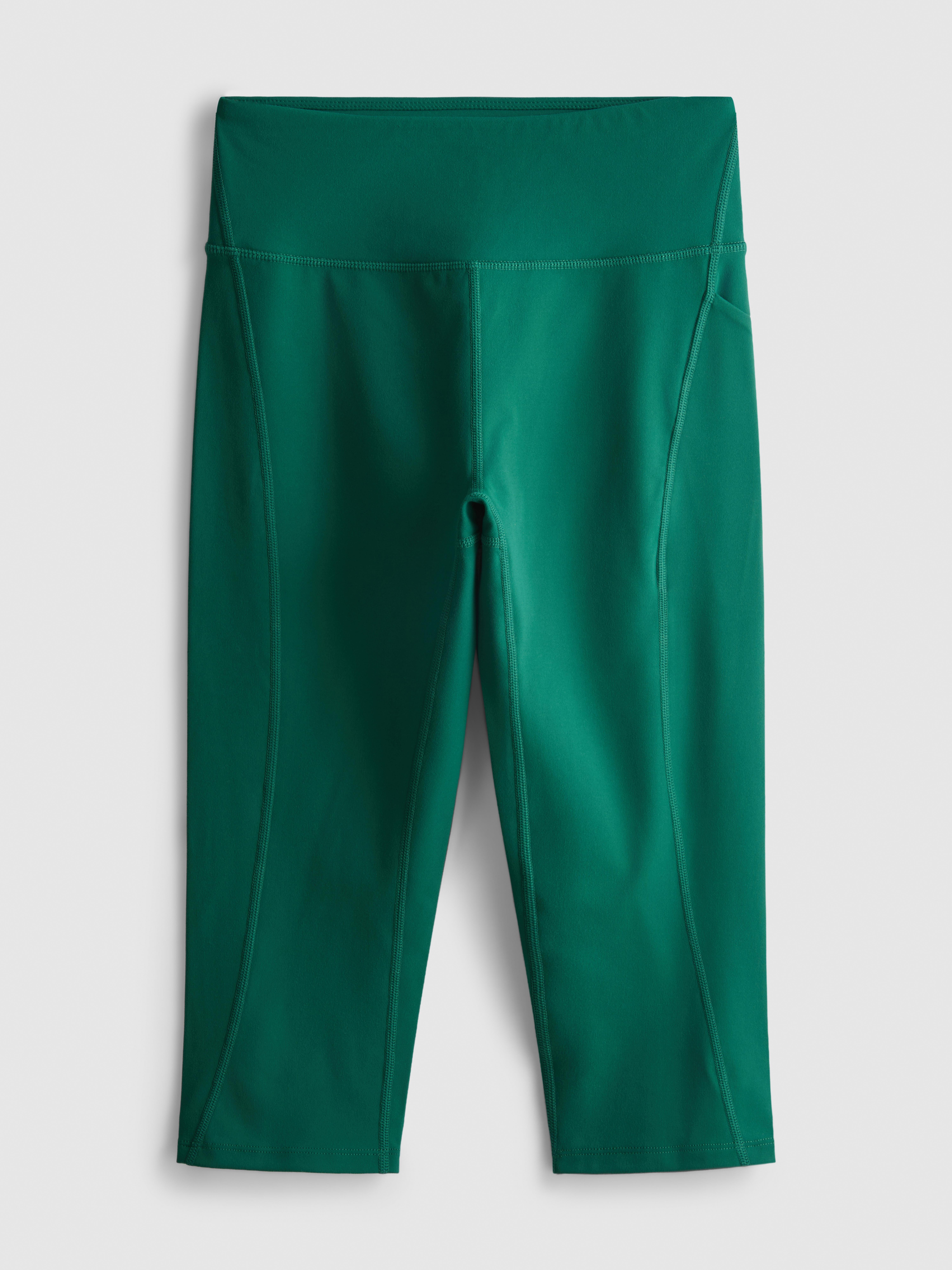 Magas derekú, sportos caprileggings Sötétzöld