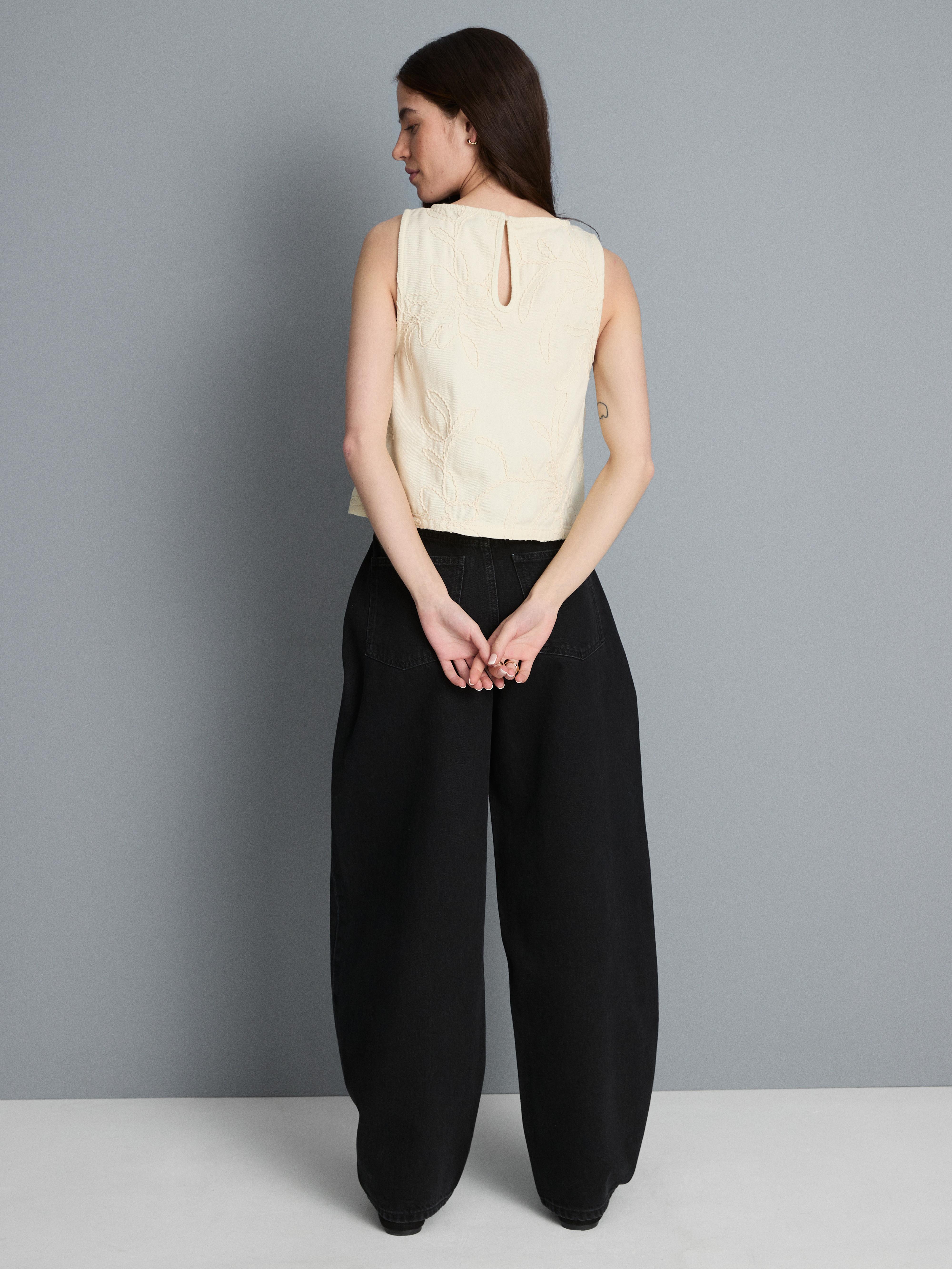 Ultimate Cotton Denim Barrel-Leg Jeans