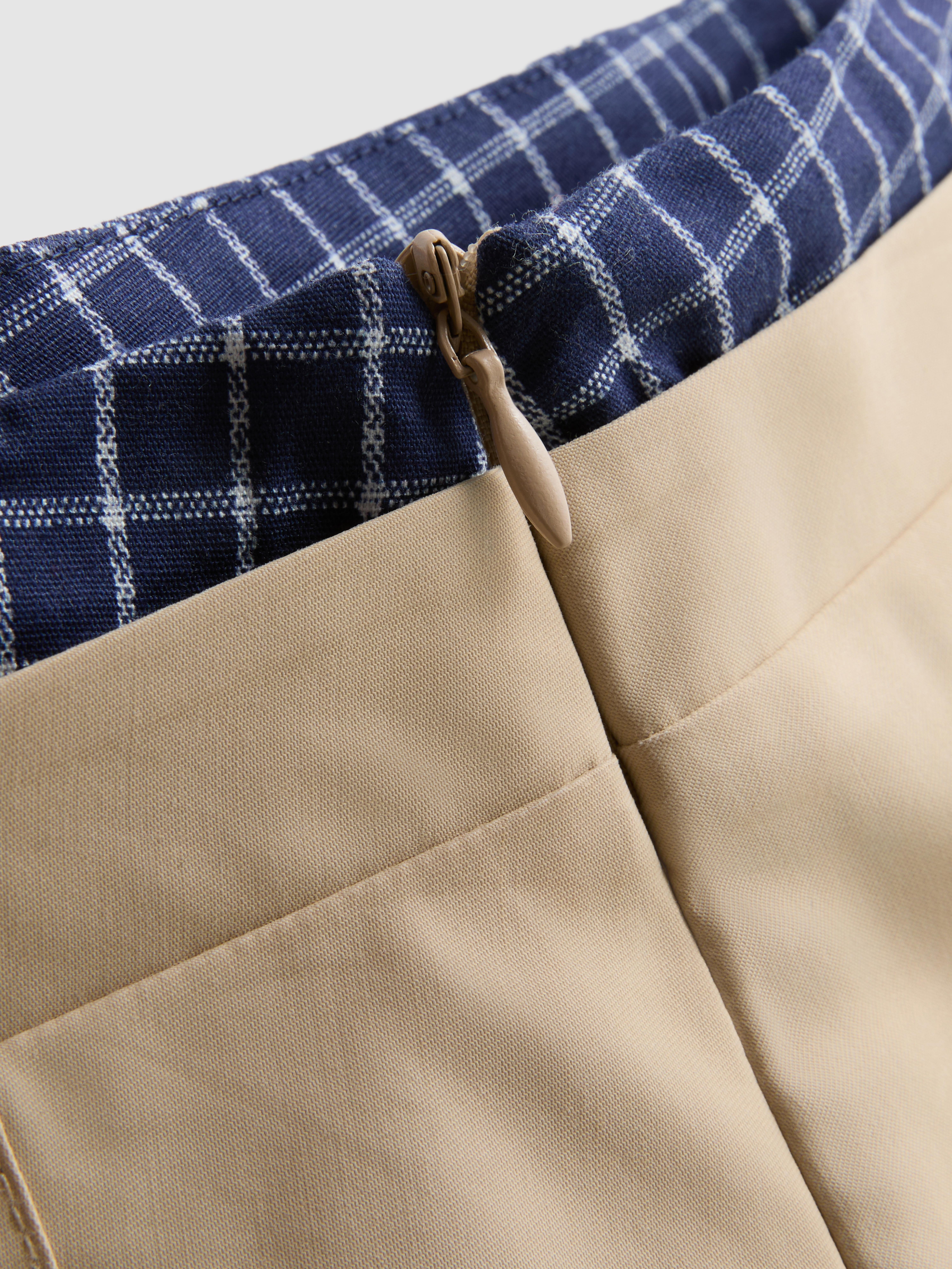 Double-Waistband Pleated Mini Skirt