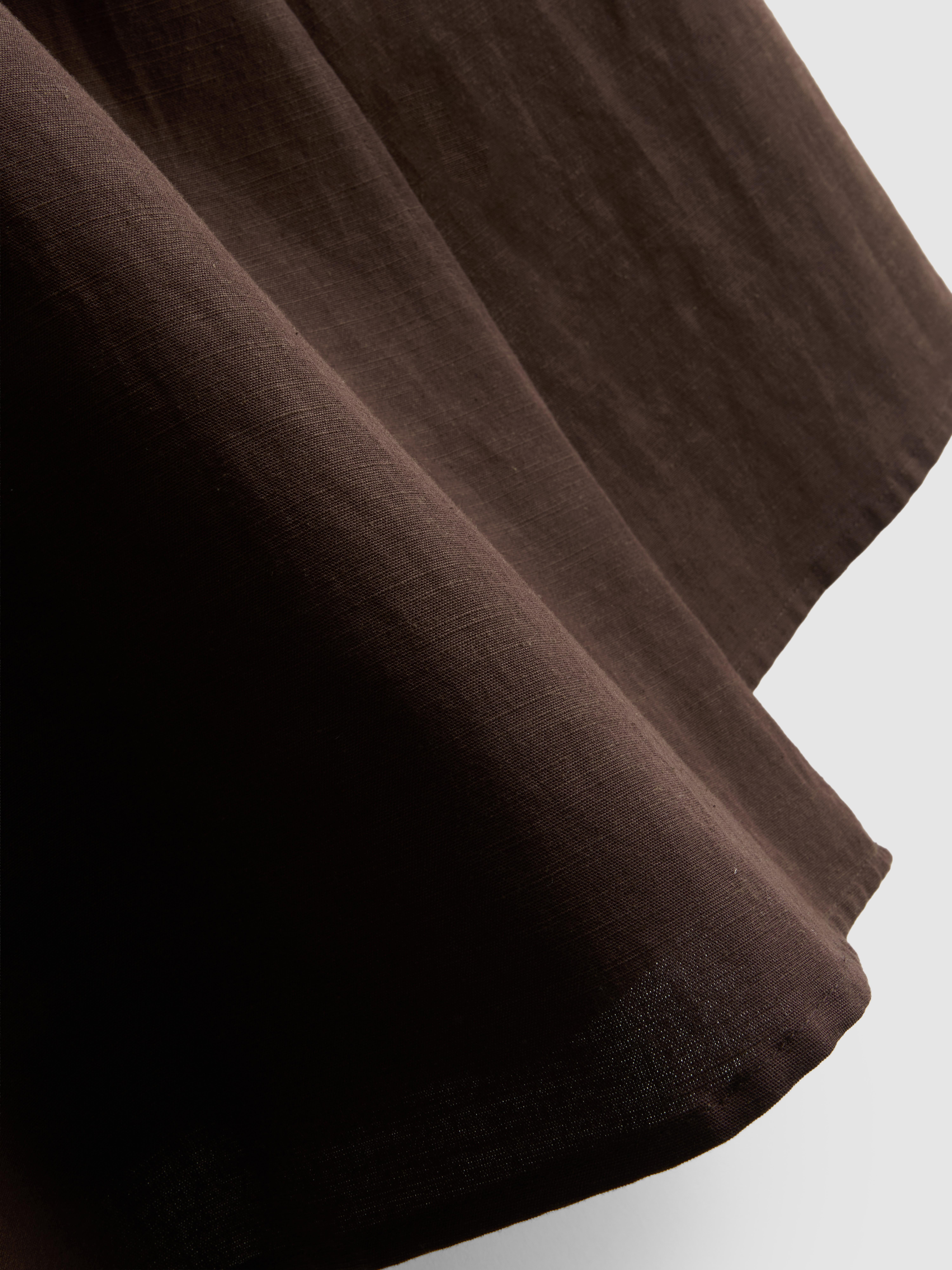 Cotton Blend Tie Side Midi Skirt