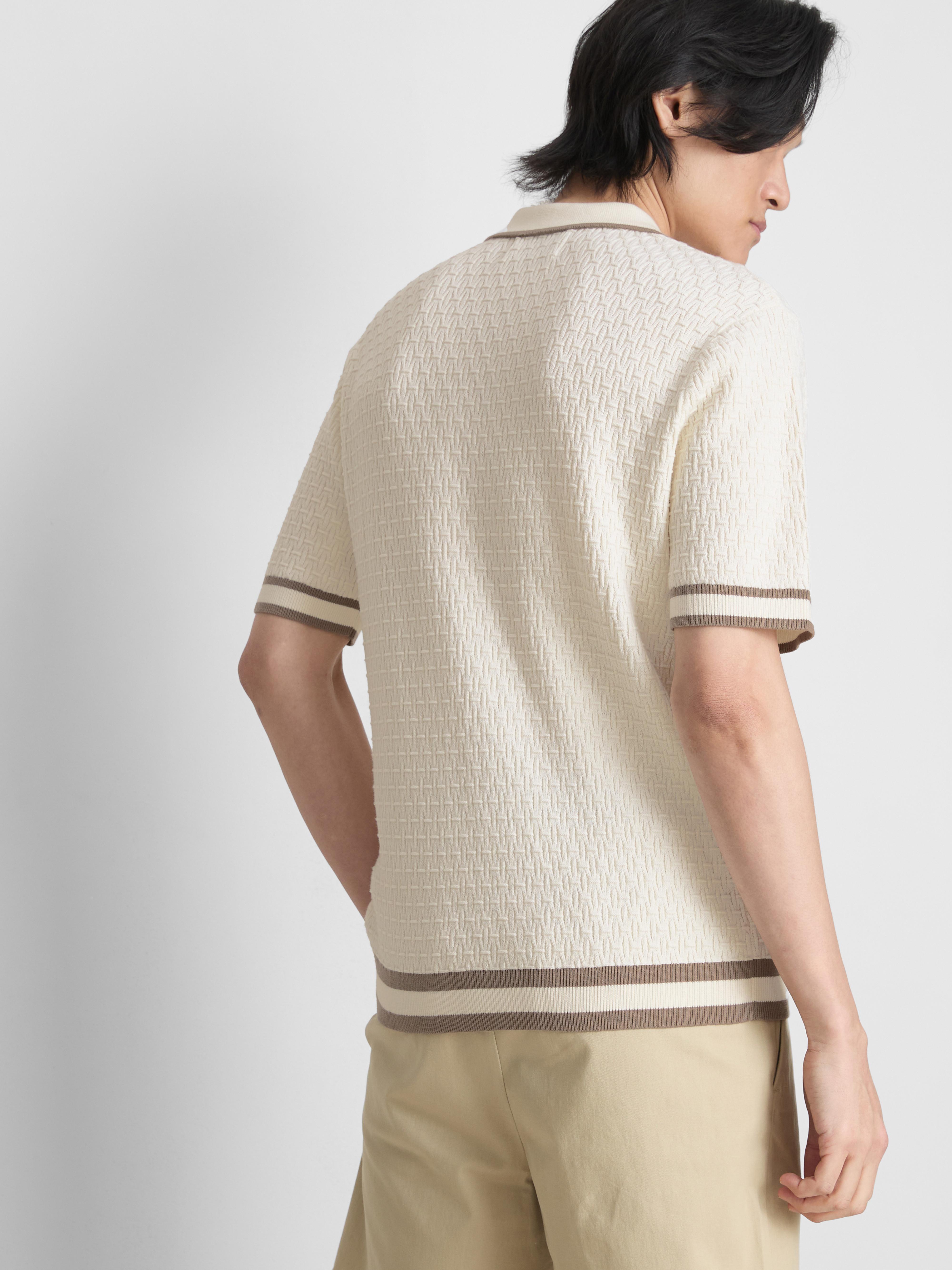 Tricou polo texturat cu fermoar The Edit
