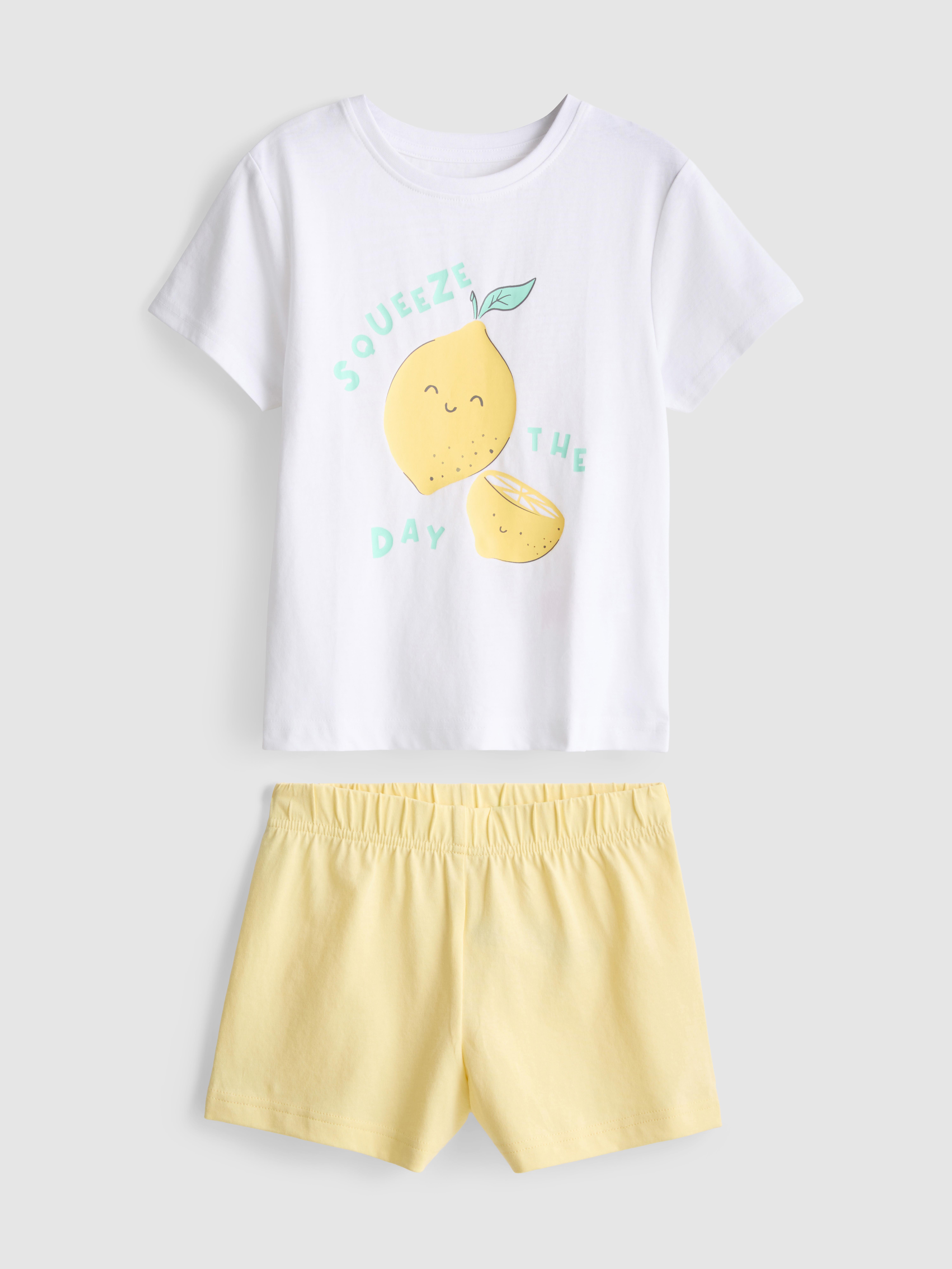 1.5-8yrs | Pure Cotton Lemon Graphic Short Pyjamas