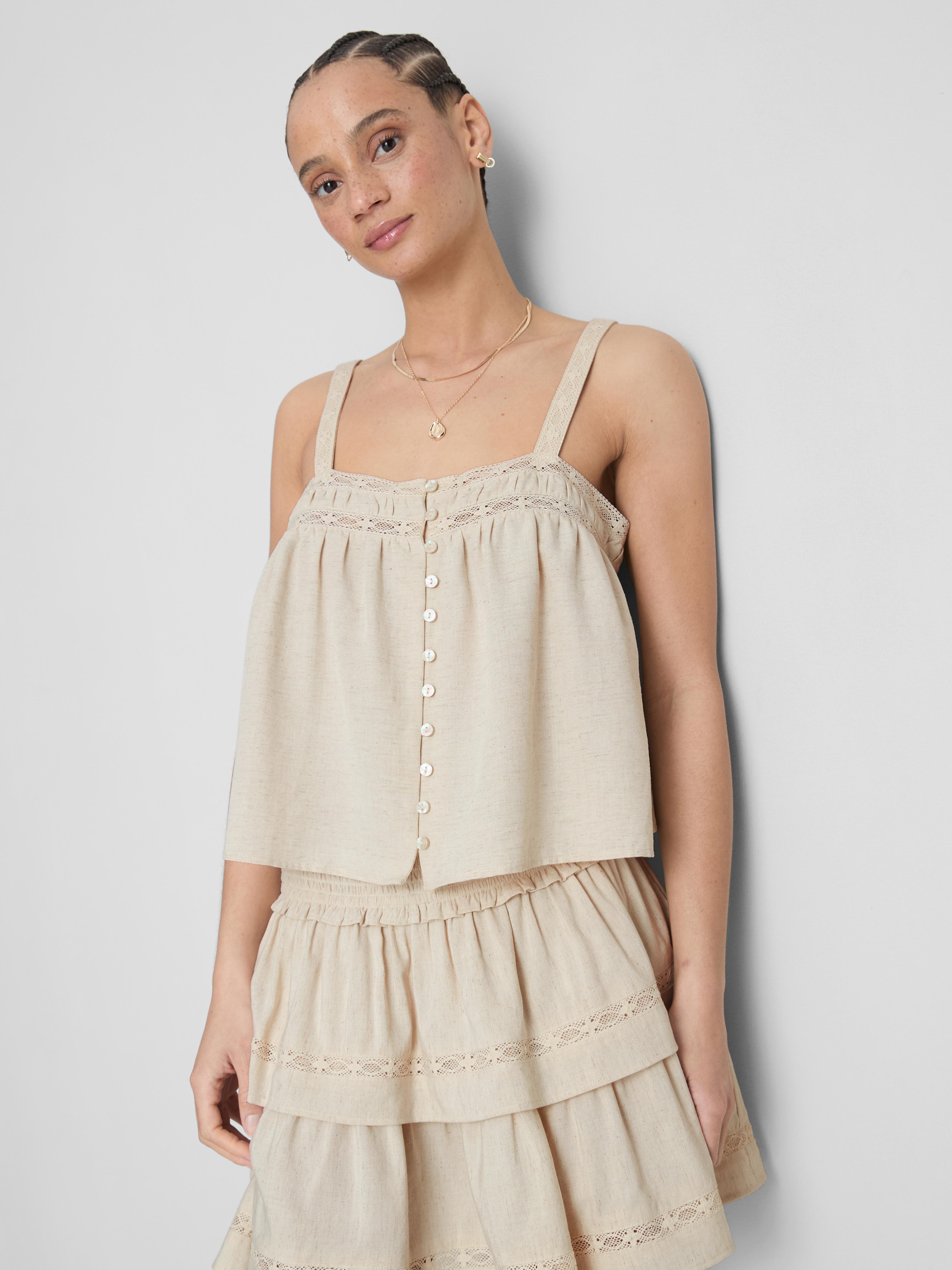 Cotton-Blend Lace-Detail Top