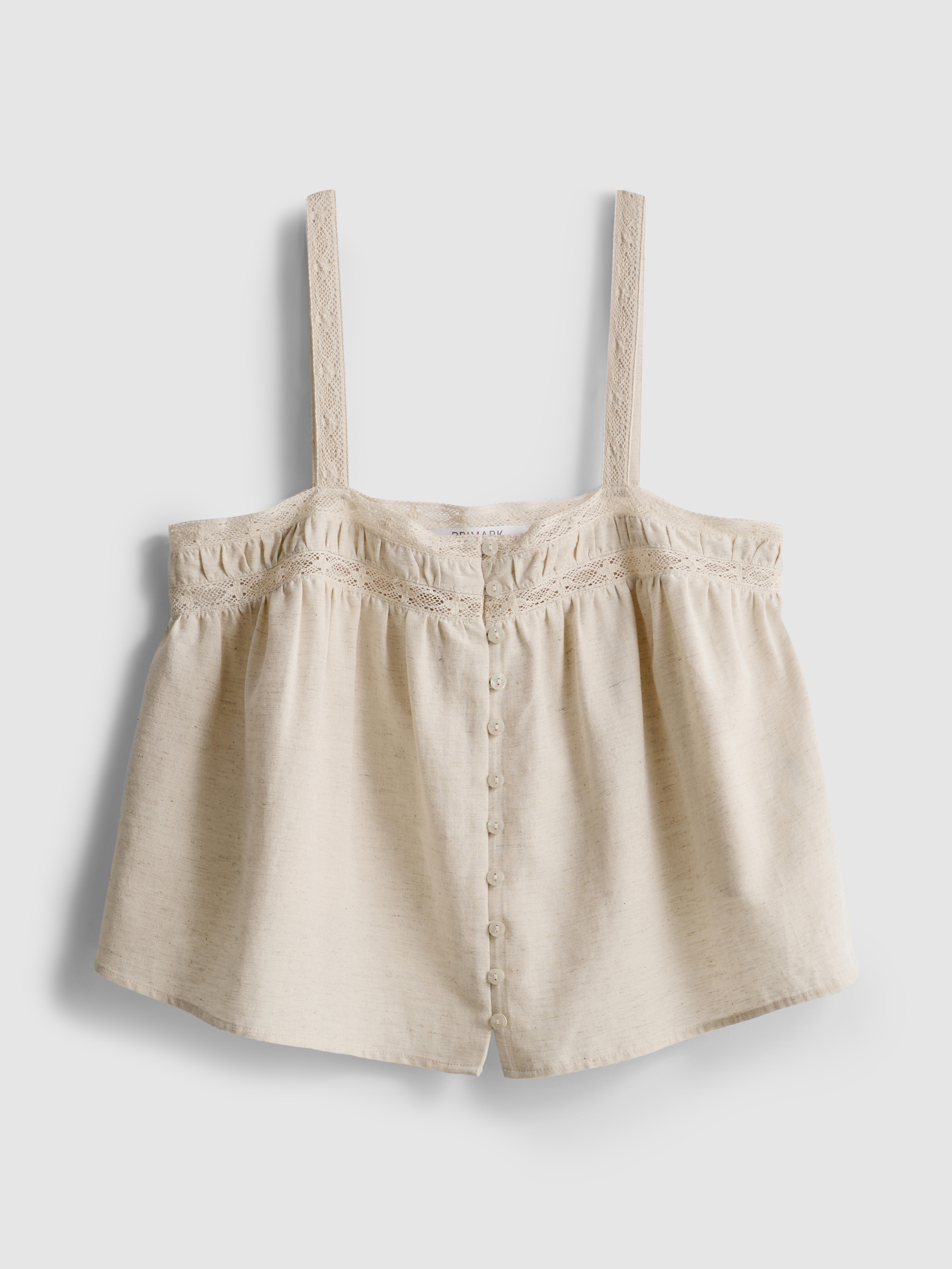 Cotton-Blend Lace-Detail Top