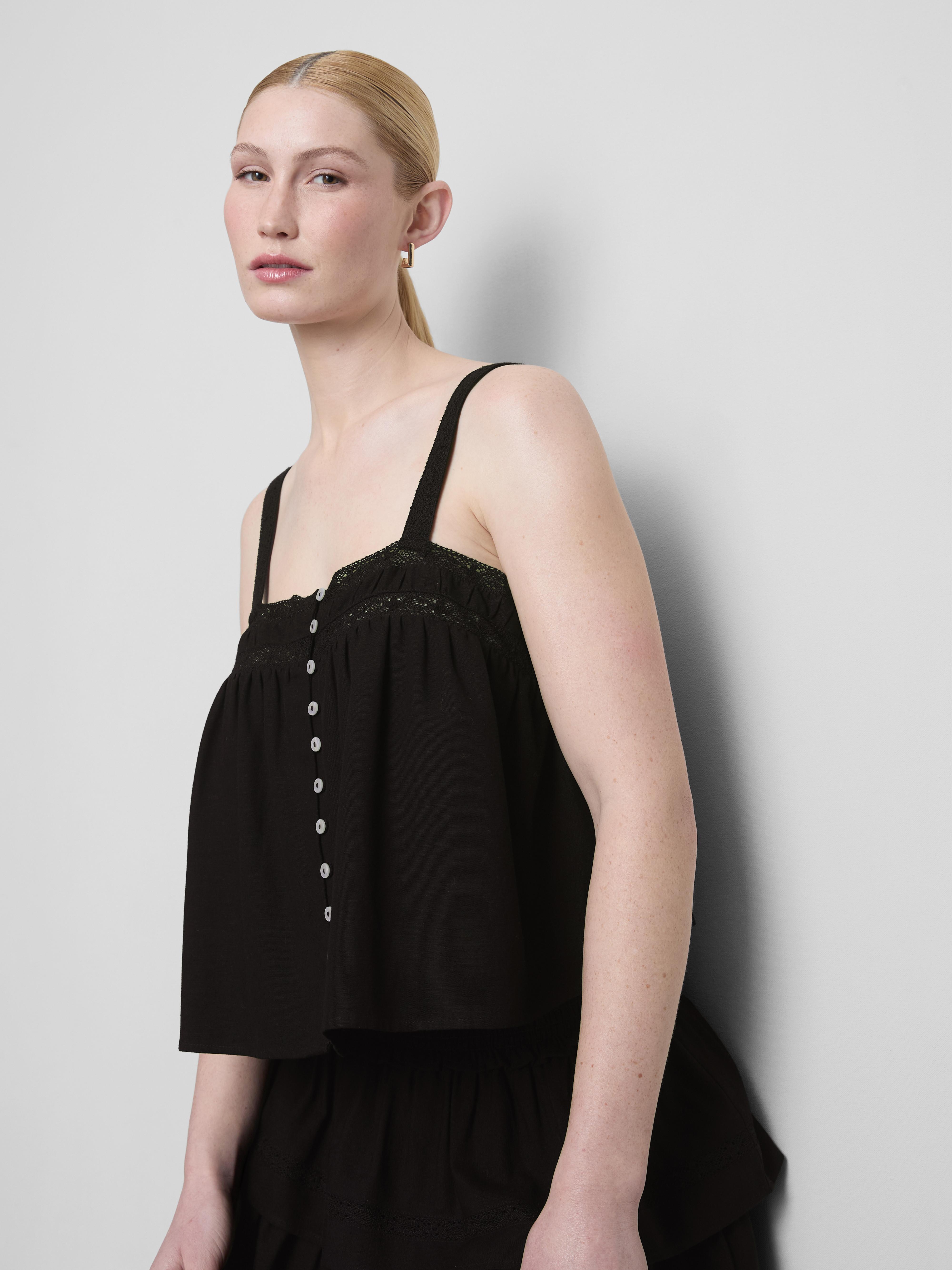 Cotton-Blend Lace-Detail Top