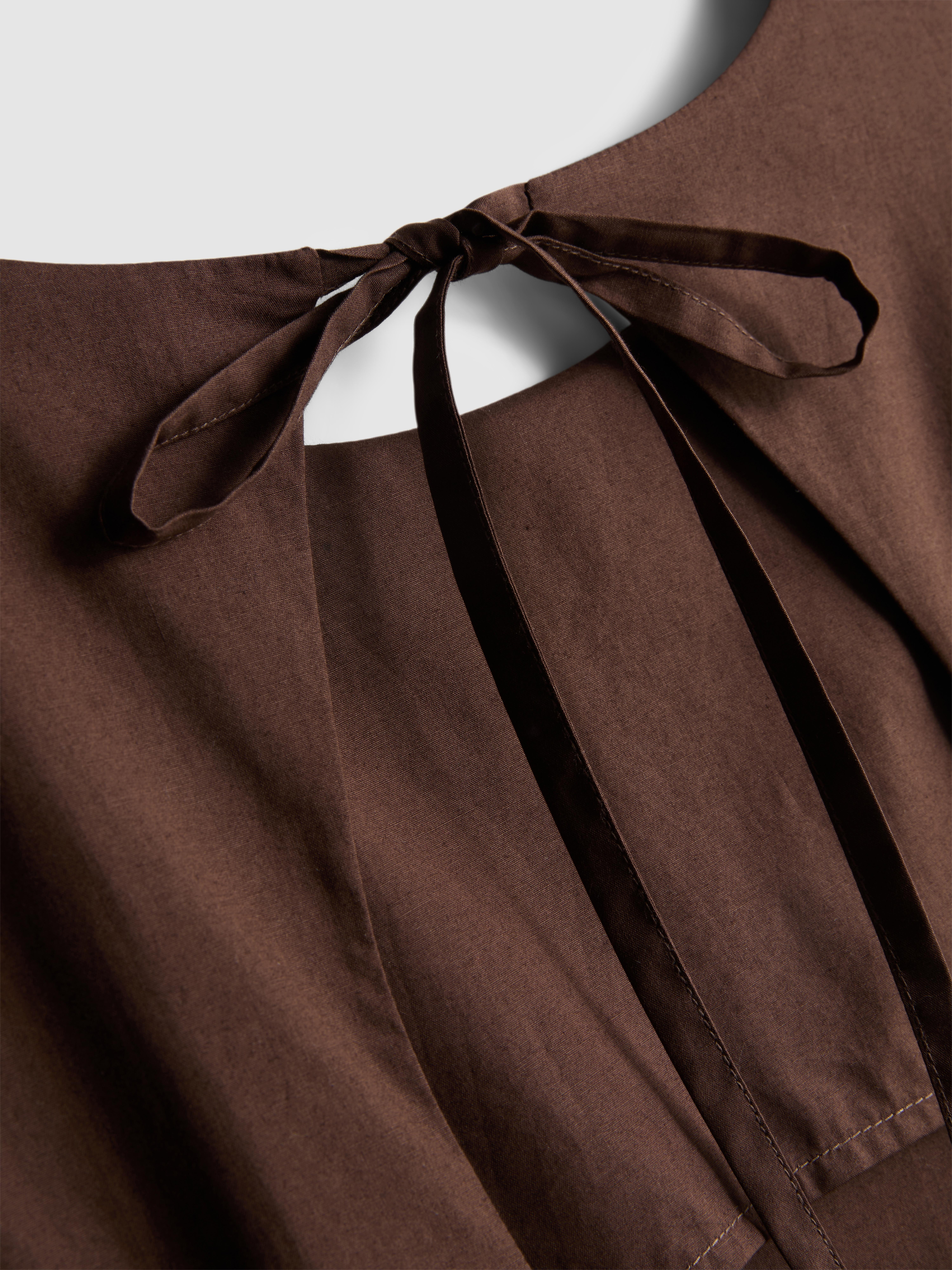 Womens Chocolate Cotton Poplin Dropped Waist Midi Dress | Primark