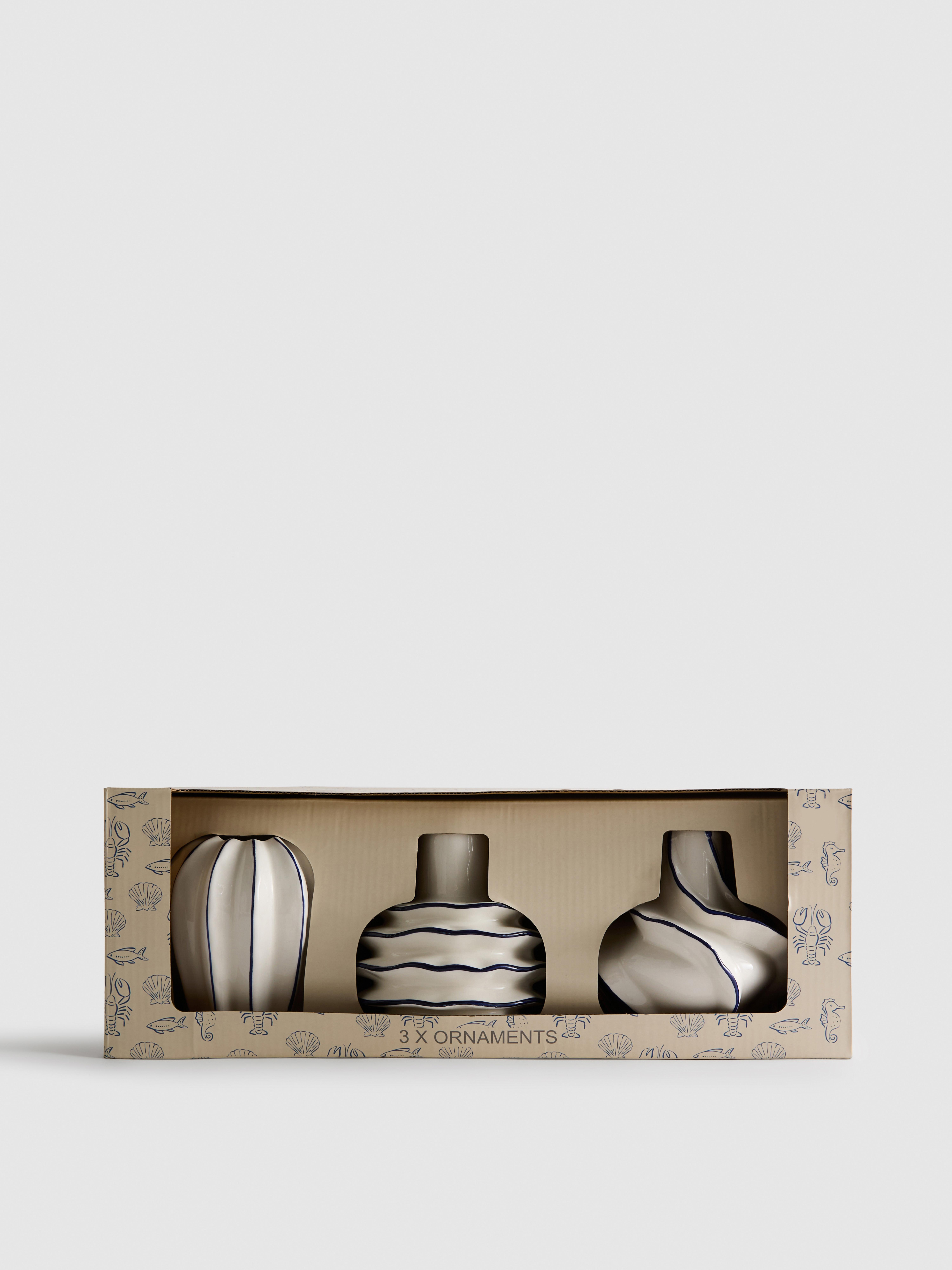 Pack de 3 adornos de cerámica con motivos costeros