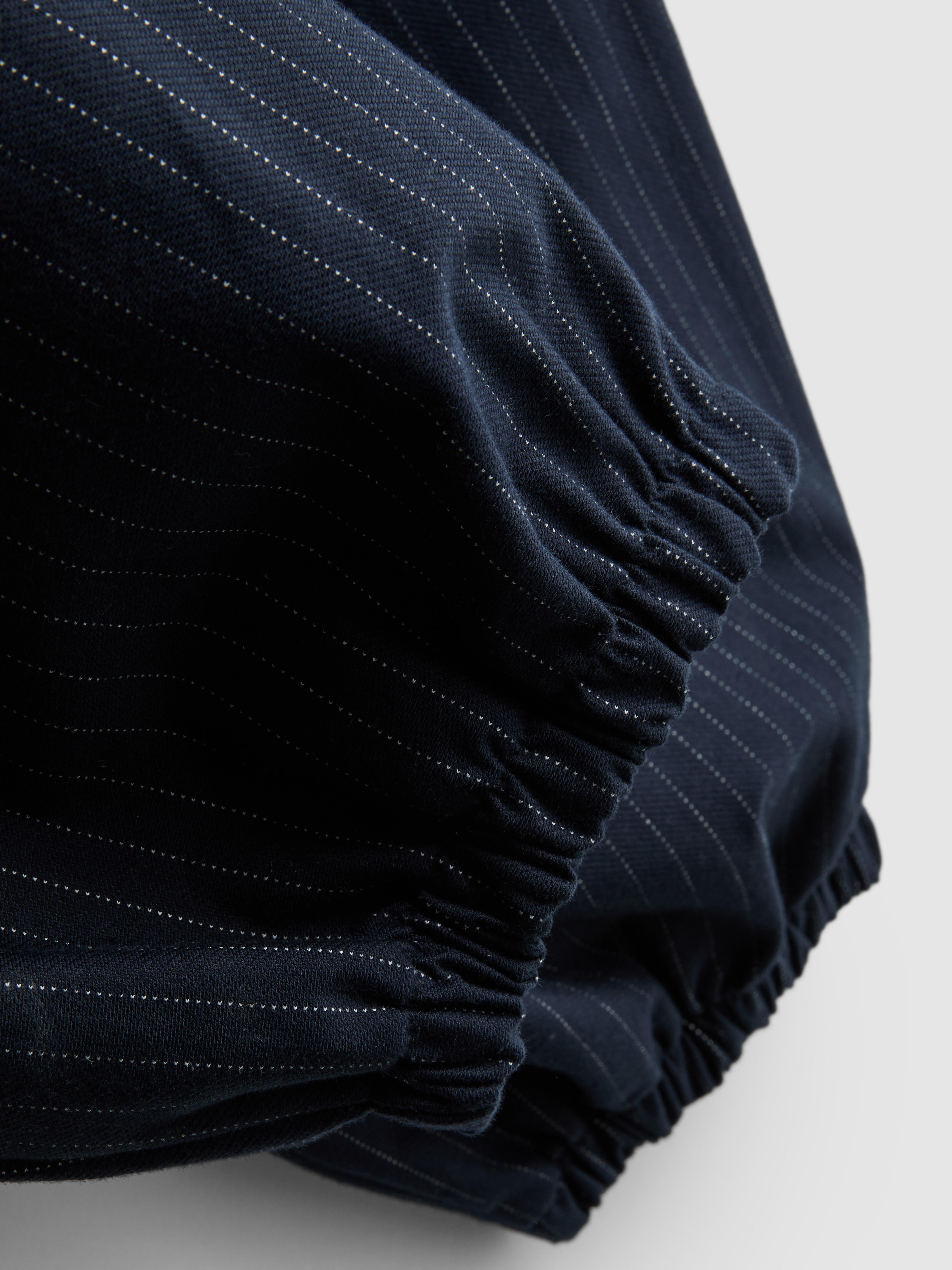 Women's Navy Pinstripe Barrel-Leg Pants